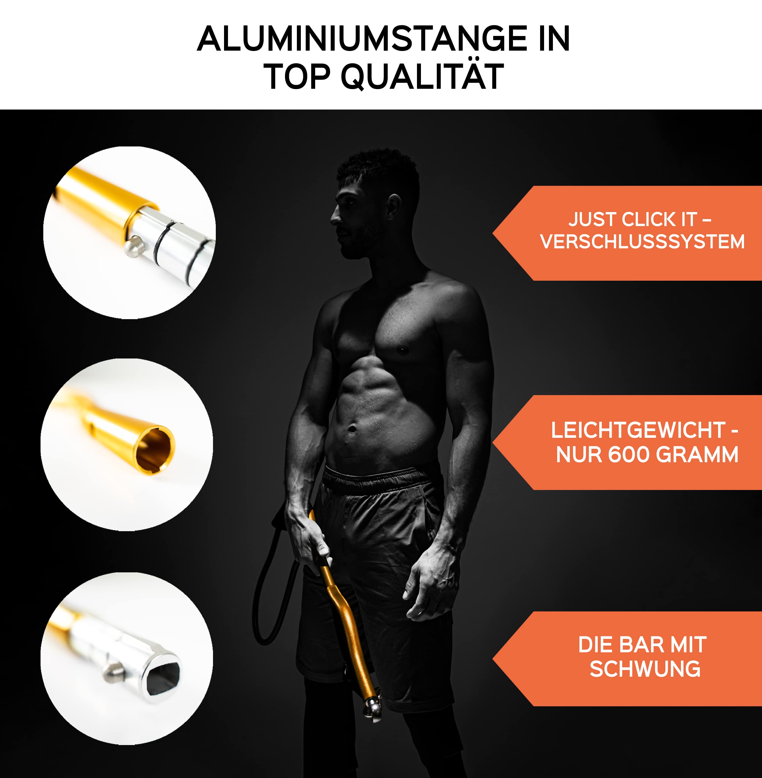 PAKAMA - Mobile SZ-Stange (Bar) für Widerstandsbänder & Resistance Bands - Fitness-Stange für Home Workout & Krafttraining Zuhause - Smarte Hantel-Stange für Kniebeugen, Kreuzheben & Bankdrücken