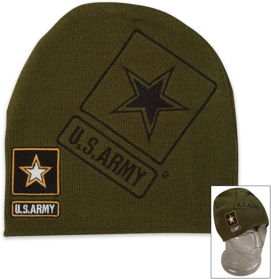 Capsmith Embroidered United States Army Officially Licensed Army Green Beanie Winter Stocking Cap Hat Star Logo