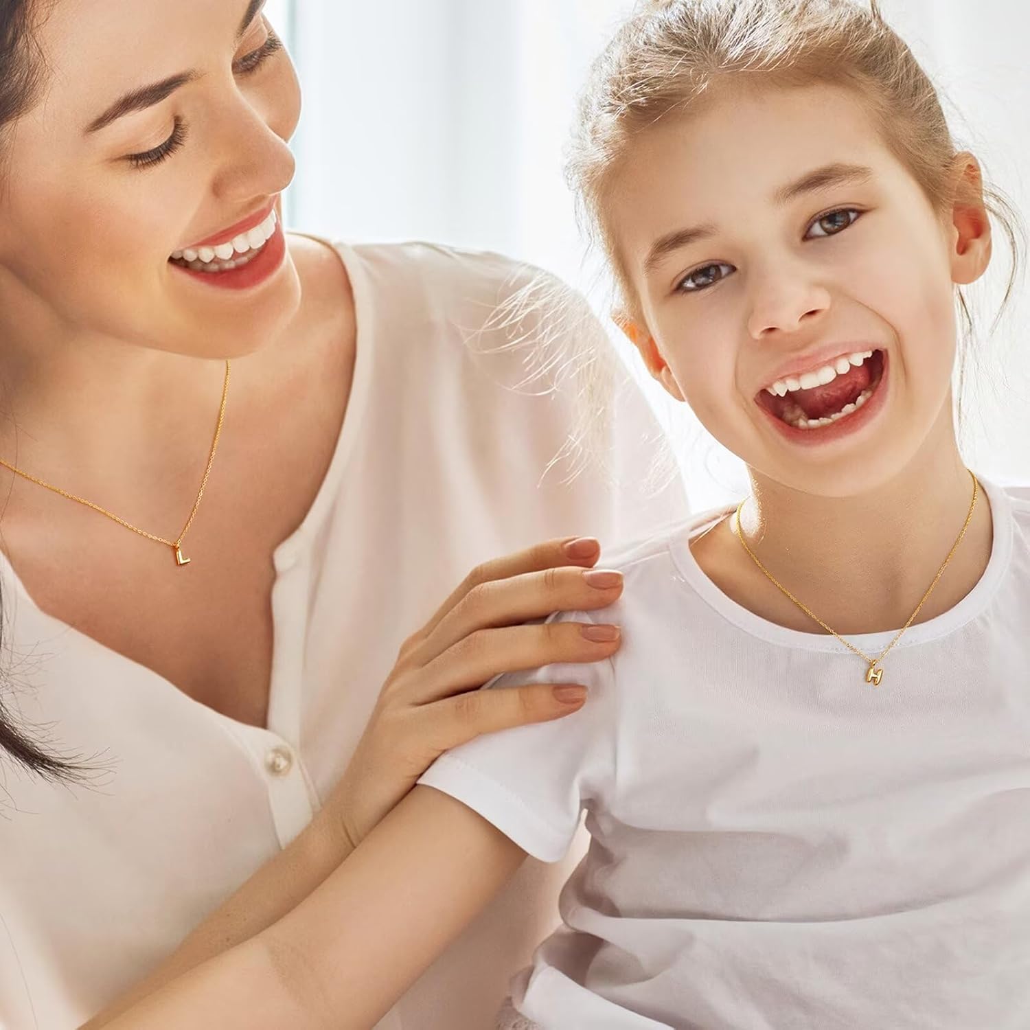 M MOOHAM Valentines Gifts for Kids Her - Cute 14K Gold-Plated Initial Necklaces for Women Kids Jewelry Letter Necklace for Women Girls Birthday Gifts for Teen Girls - Image 4