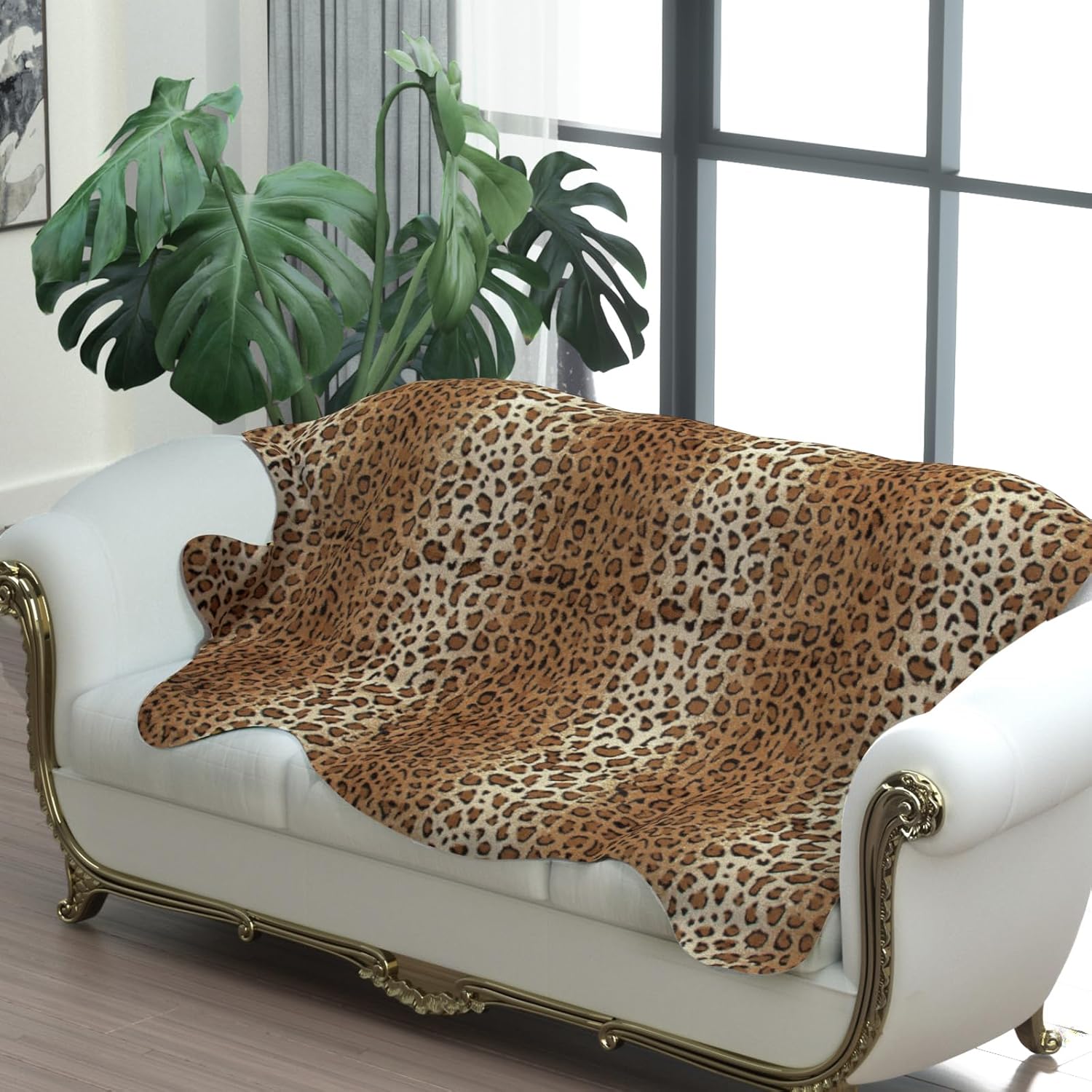 MACEVIA Leopard Rug Cheetah Print Rugs Western Decor for Living Room Bedroom Faux Animal Area Carpet Non-Slip 59" L x 47.2" W(4.9ft x 3.9ft)