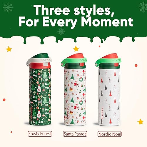 Miniatura 8 de ENCOOL - Botella aislante para agua, acero inoxidable con pajilla, mantiene el frío, tapa abatible de un solo toque, sin Bisfenol A, a prueba de