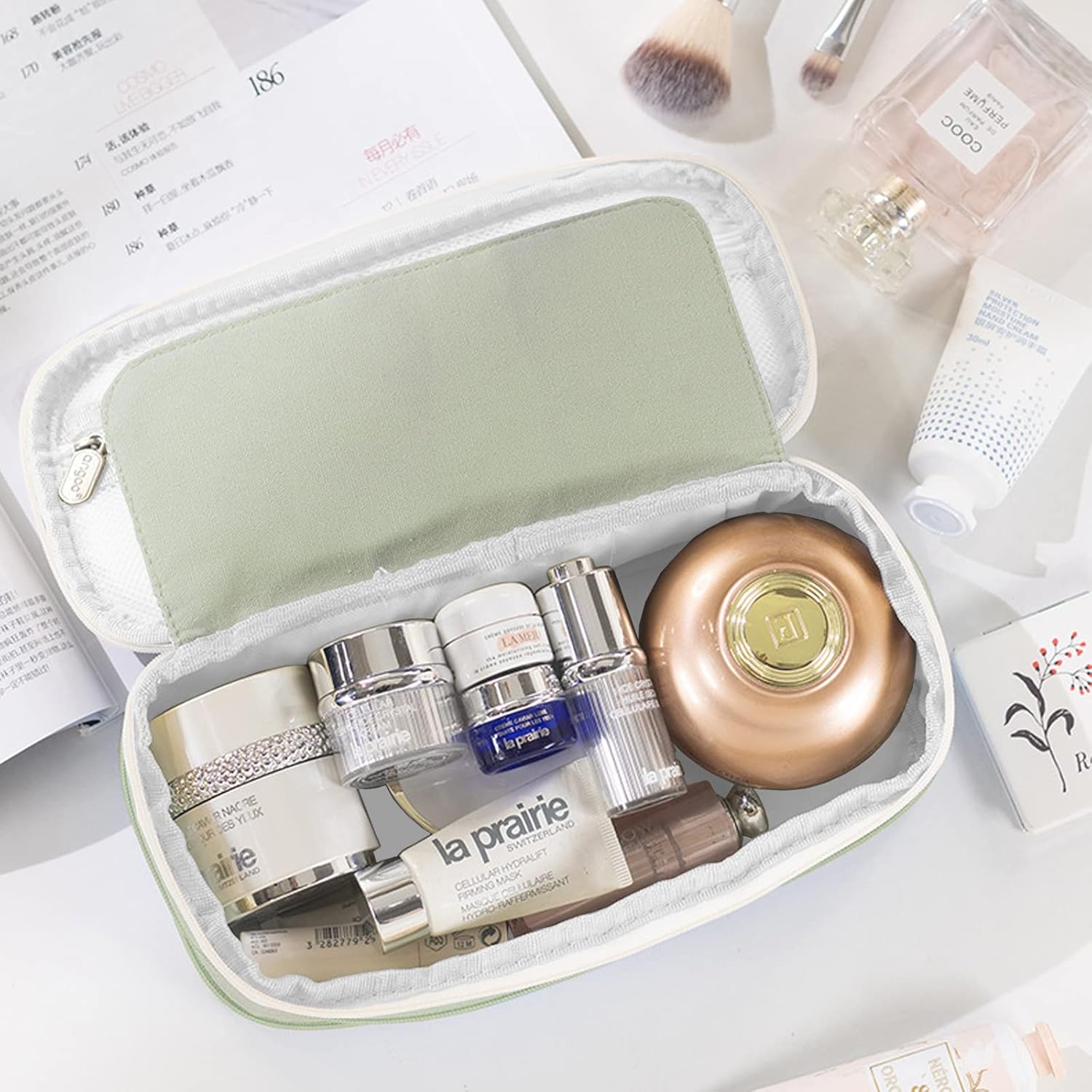 WAFJAMF Large Capacity Pencil Box with Zipper Big Storage Bag Pouch Holder Box Organizer for Office Travel - Light Green - Image 2