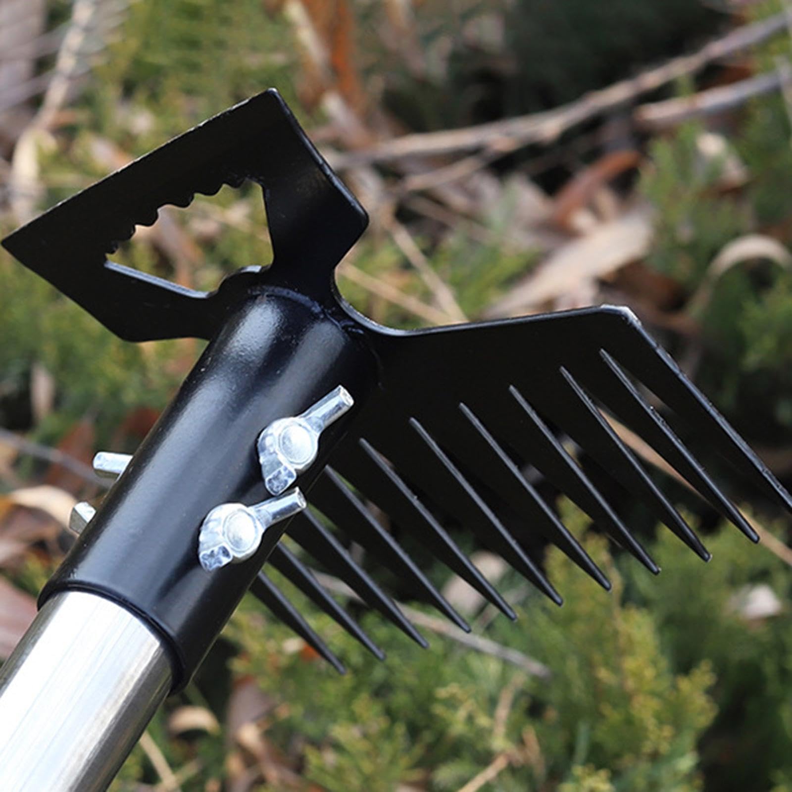 Qianly Estirpatore Manuale per Diserbo Attrezzo Rimuovi Erbacce Zappa Multiuso in Acciaio Inox Portatile con Impugnatura Regolabile Adatto per Coltivazione O, Palo a 4 Sezioni