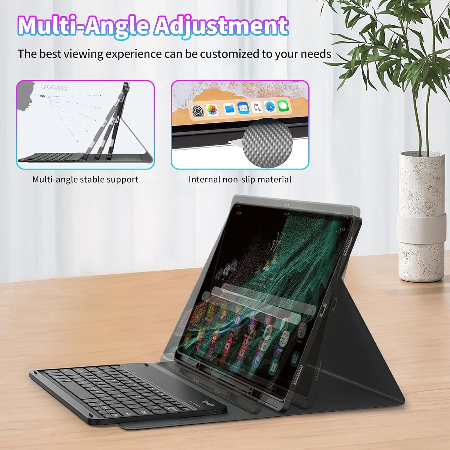 for iPad (A16) 11th Generation Case 11 inch 2025 for iPad 10th Generation Case 10.9 inch 2022 with Detachable Wireless Keyboard & Adjustable Stand Protect Tablet Cover - Flowers and Plants Moon