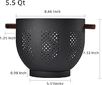 Vista 35 de Colador de metal con mango de madera y base estable, cesta coladora de cocina de acero con recubrimiento en polvo para escurrir pasta, verduras