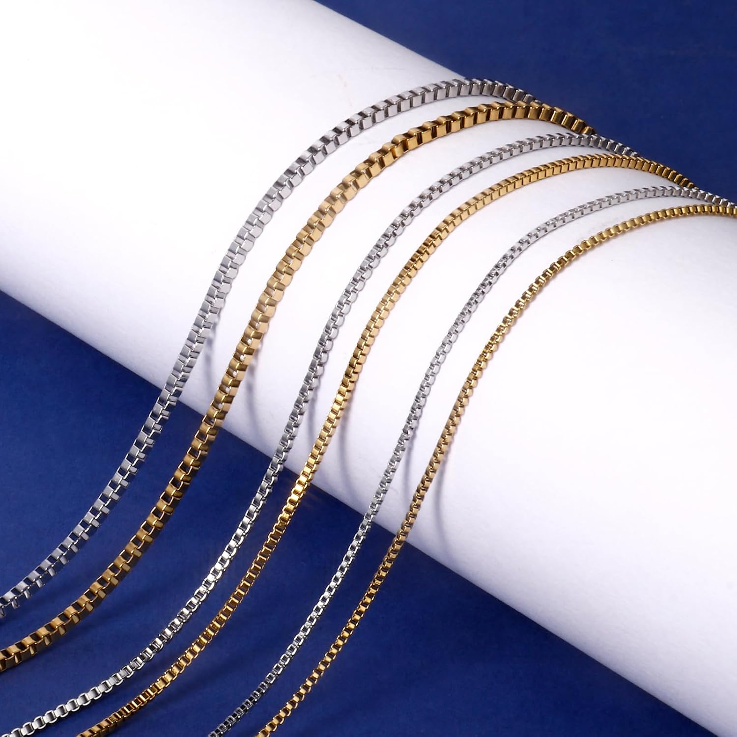 33FT Gold Box Chain for Jewelry Making 1.5MM Staianless Stee Chains Roll | 10 Meter Long Gold PVD Plated Small Square Box Link Chain Spool BUlk for DIY Craft