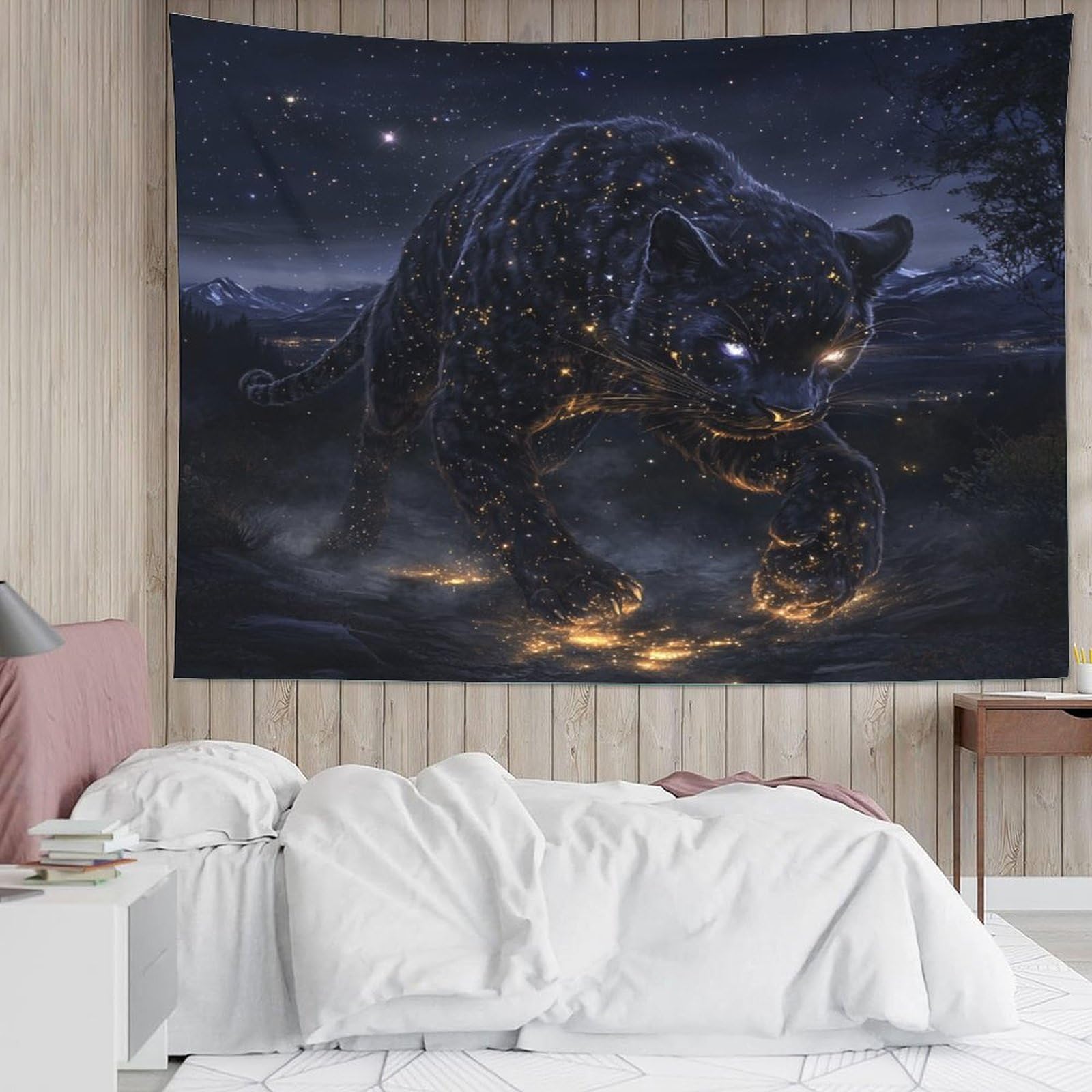 Arazzo da appendere alla parete per camera da letto Soggiorno Dorm College Room Decor Estetica Golden Leopard Texture