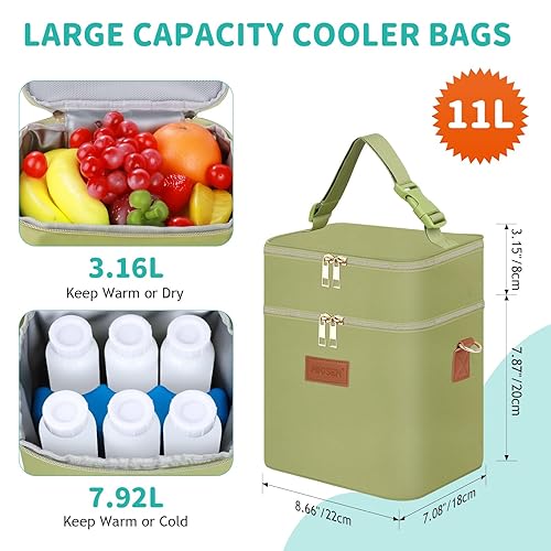Miniatura 4 de PIIOSER Bolsa enfriadora de leche materna con bolsa de hielo para 6 biberones de hasta 9 onzas, bolsas aisladas para biberones, doble capa