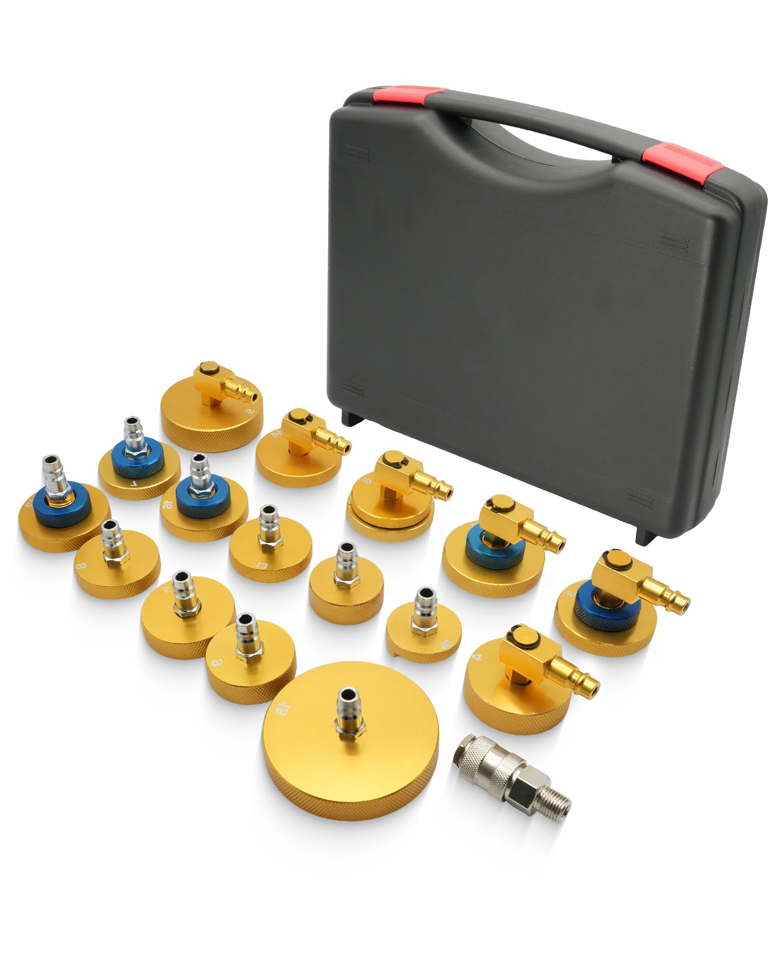 RUIZHI 17tlg Auto Bremsenentlüftungsgerät Adapter Set, mit Schnellkupplung Bremsflüssigkeit entlüften oder nachfüllen, Bremsen Entlüftungsgerät Kfz Bremsenentlüfter Adapter Universal