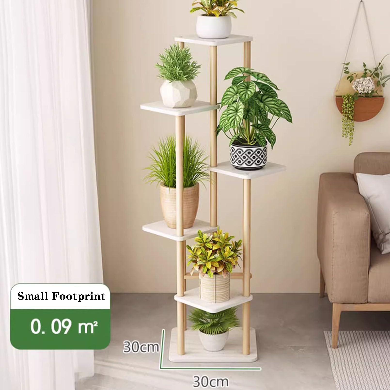 Amazon.co.jp: フラワースタンド9段木製フラワーシェルフ植物棚、多段