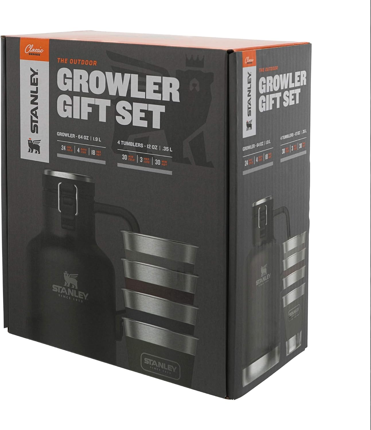 Stanley Classic Outdoor Growler Gift Set Matte Black + Multi, 64oz + 12oz : Home & Kitchen