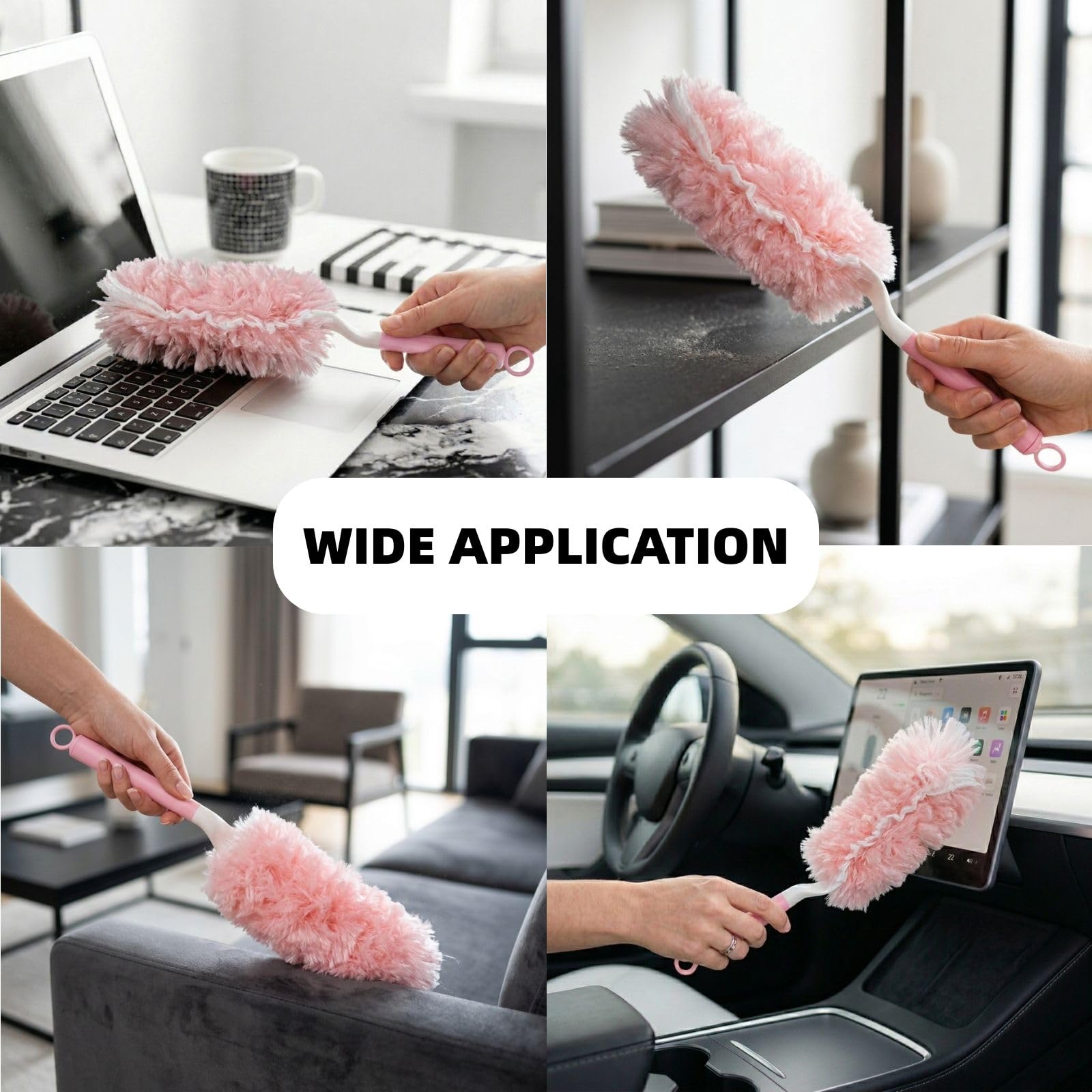 30 recambios de plumero rosa para Swiffer Duster, recambios de plumero multisuperficie de 360° con 1 asa, 5 plumeros desechables de microfibra para limpieza del hogar, oficina y comercial