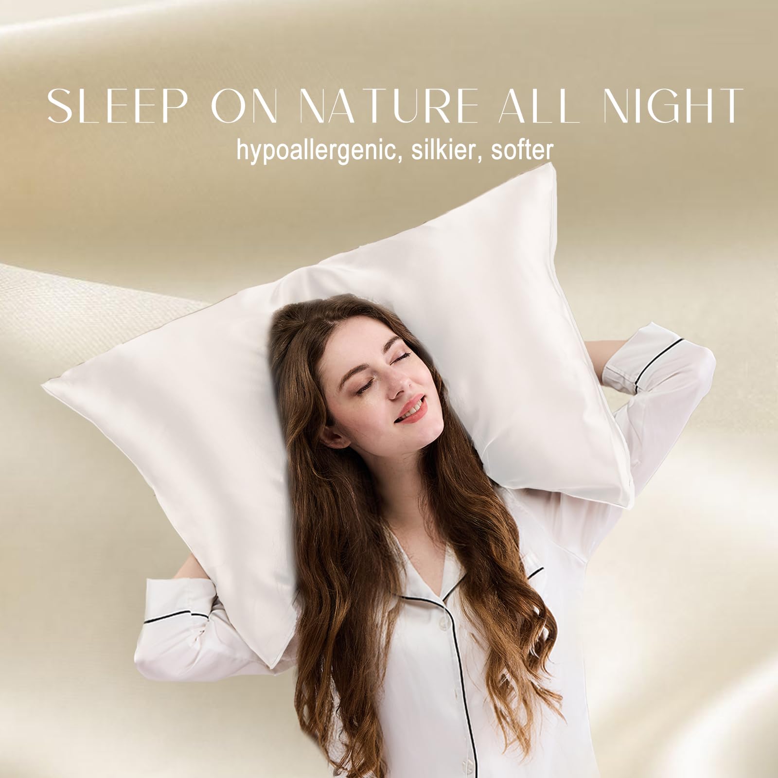 ZIMASILK Federa 100% Seta di gelso per capelli e pelle, Federa per cuscino in seta naturale da 19 momme, entrambi i lati sono realizzati in seta（1 pezzo, Bianco avorio, 50x75cm)