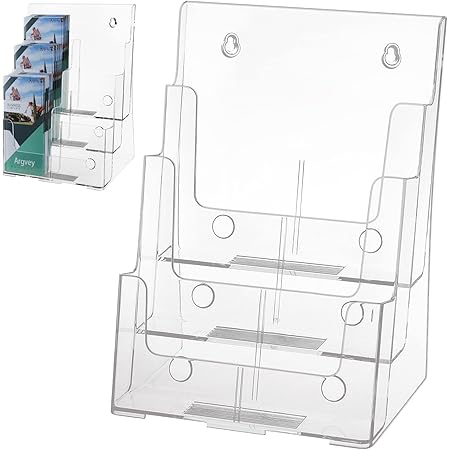 Door Sign Acrylic Brochure Holder 8.5 X 11 Inch, 4-Tier Clear