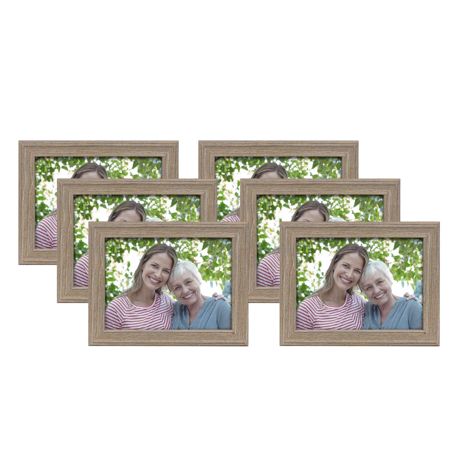 6x8 Decorative Picture Frame Wall Hanging for Home Decor (6 Pcs Brown)