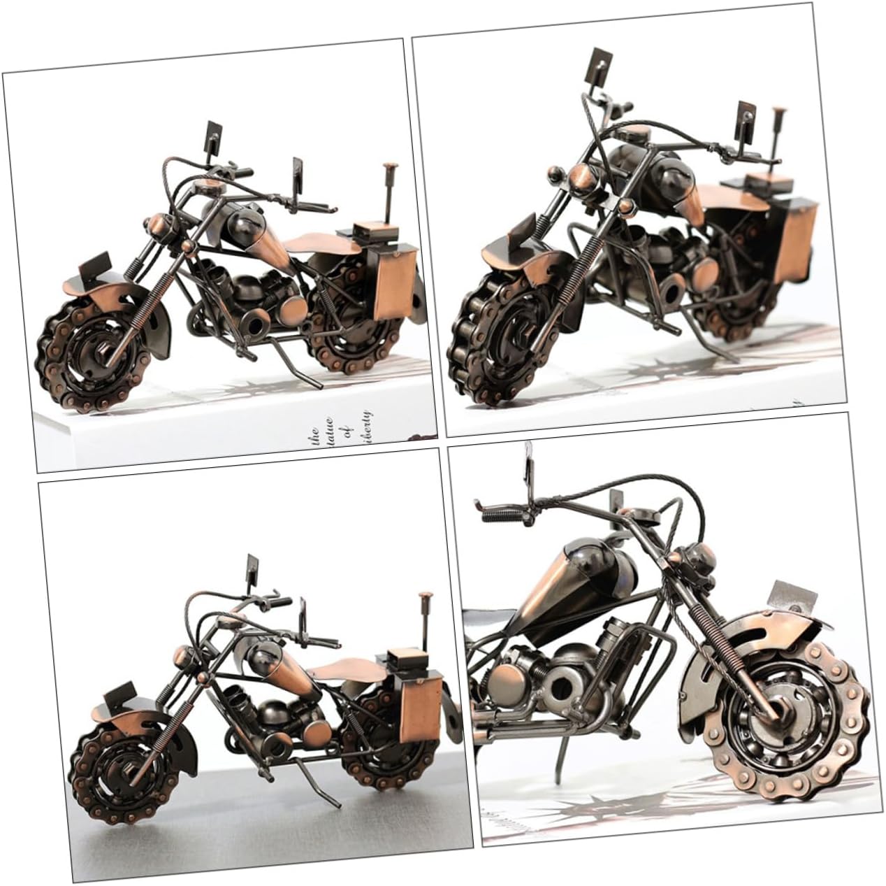 HEALLILY Iron Motorcycle Model Vintage Metal Art Sculpture for Home Office Decor Unique Retro Style Motorcycle Adornment