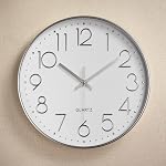 Tosnail 12 Inches ronde Silent Non Ticking Quartz Horloge murale - Élégant cadre en argent