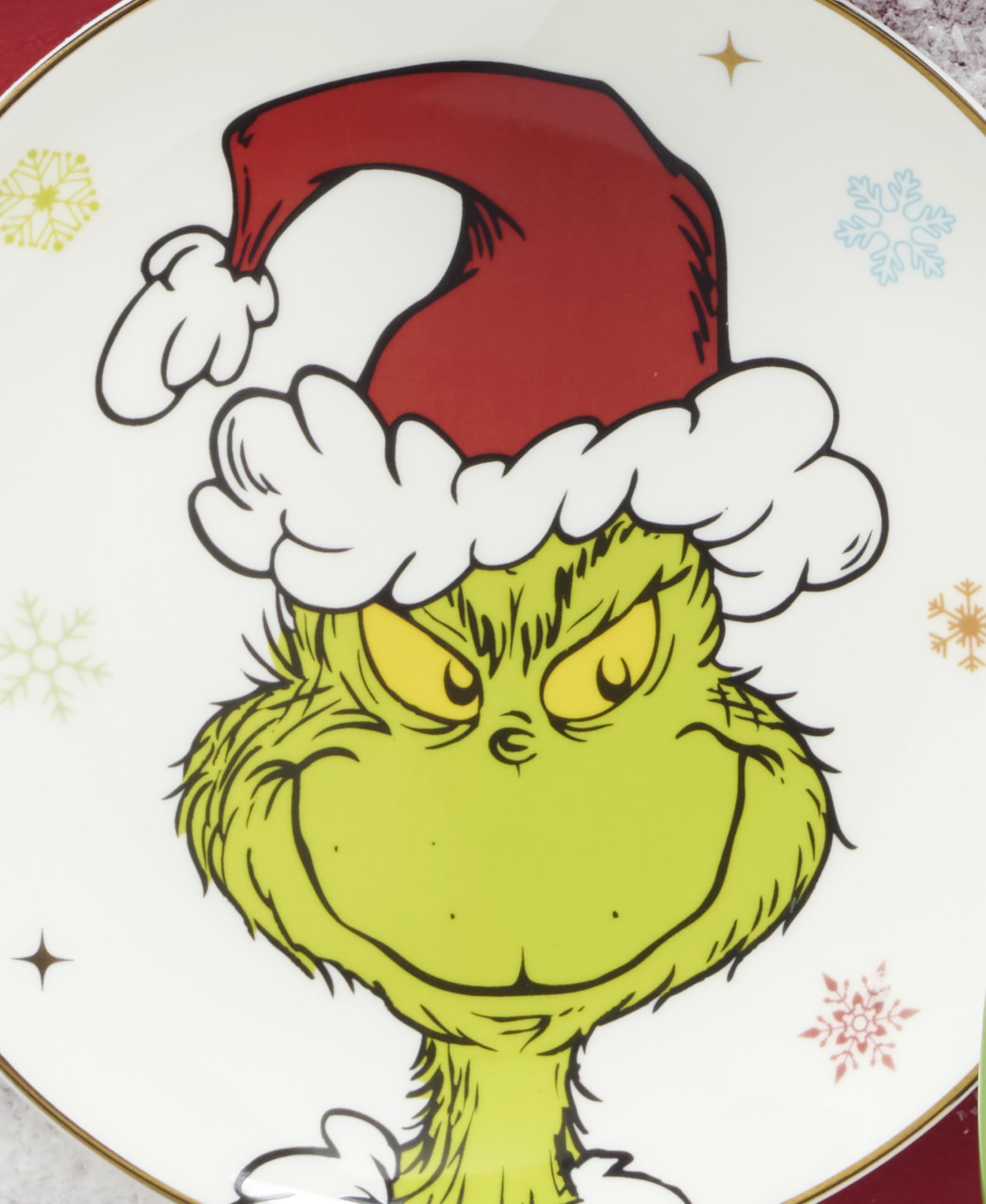 Lenox Merry Grinchmas - Vajilla para 4 platos de porcelana, apto para microondas y lavavajillas, para pasta, ensalada y cena, decoración navideña (surtido de 4 piezas)