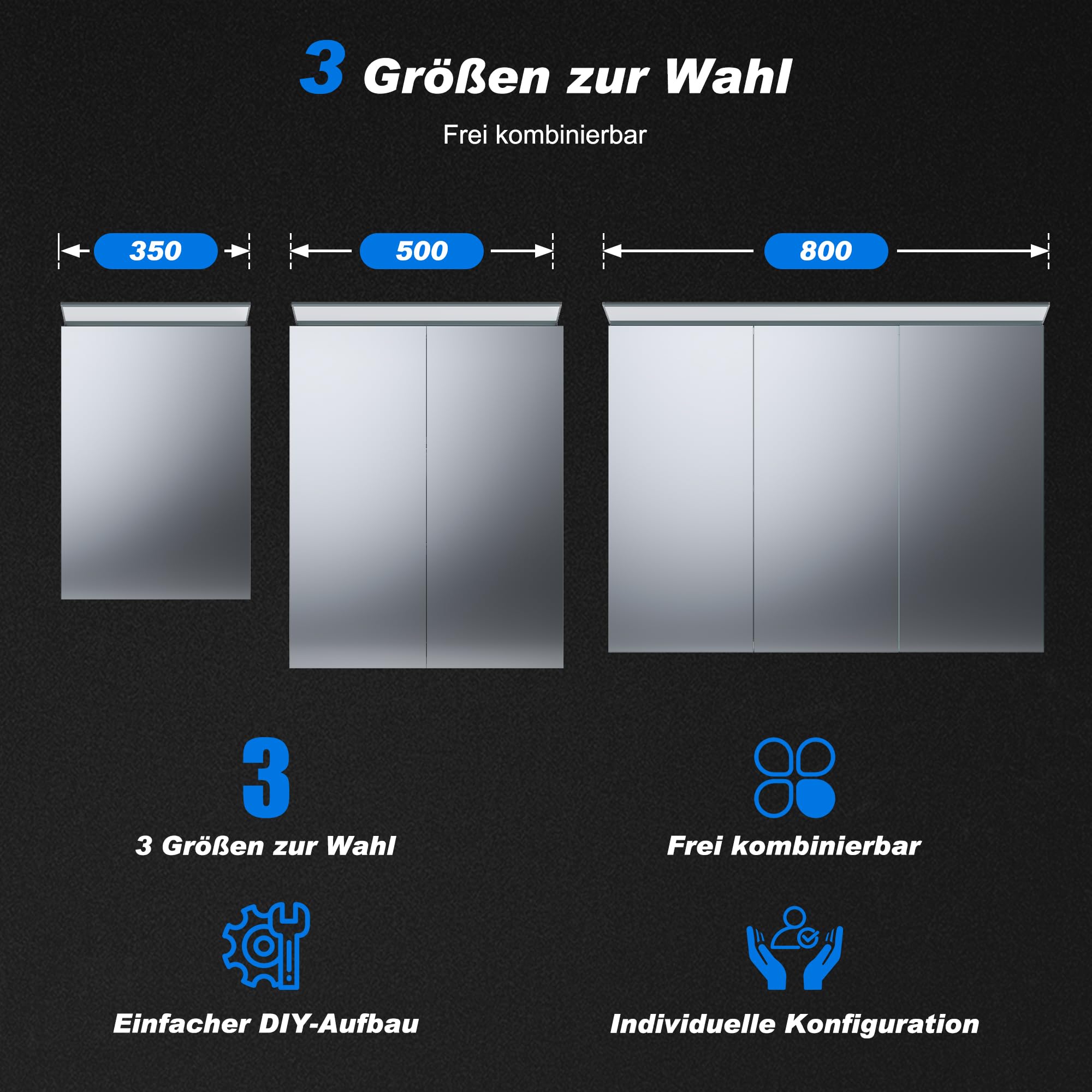 SONNI LED Spiegelleuchte 80 cm, 4.5W Spiegellampe Bad, 6000K Kaltweiß Aufbauleuchte für Spiegelschrank Nachrüstung, Aluminium, 159° Abstrahlwinkel