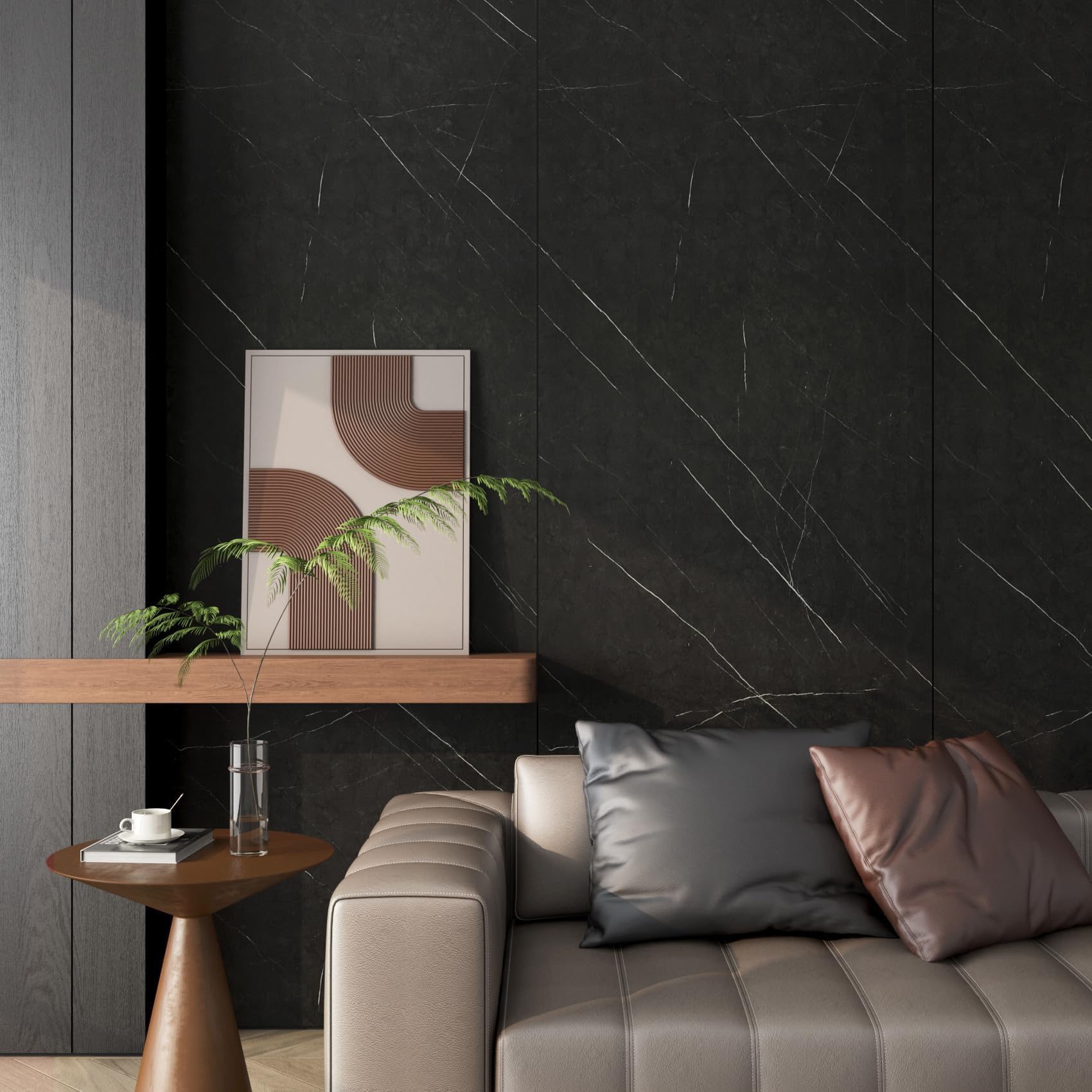 Stickyart Papel Adhesivo para Muebles Mármol Negro 90cm x 400cm Papel Pintado Autoadhesivo para Parede Extraíble Vinilo Encimera Cocina Solución Decorativa Moderna Vinilo Adhesivo Baño Impermeable