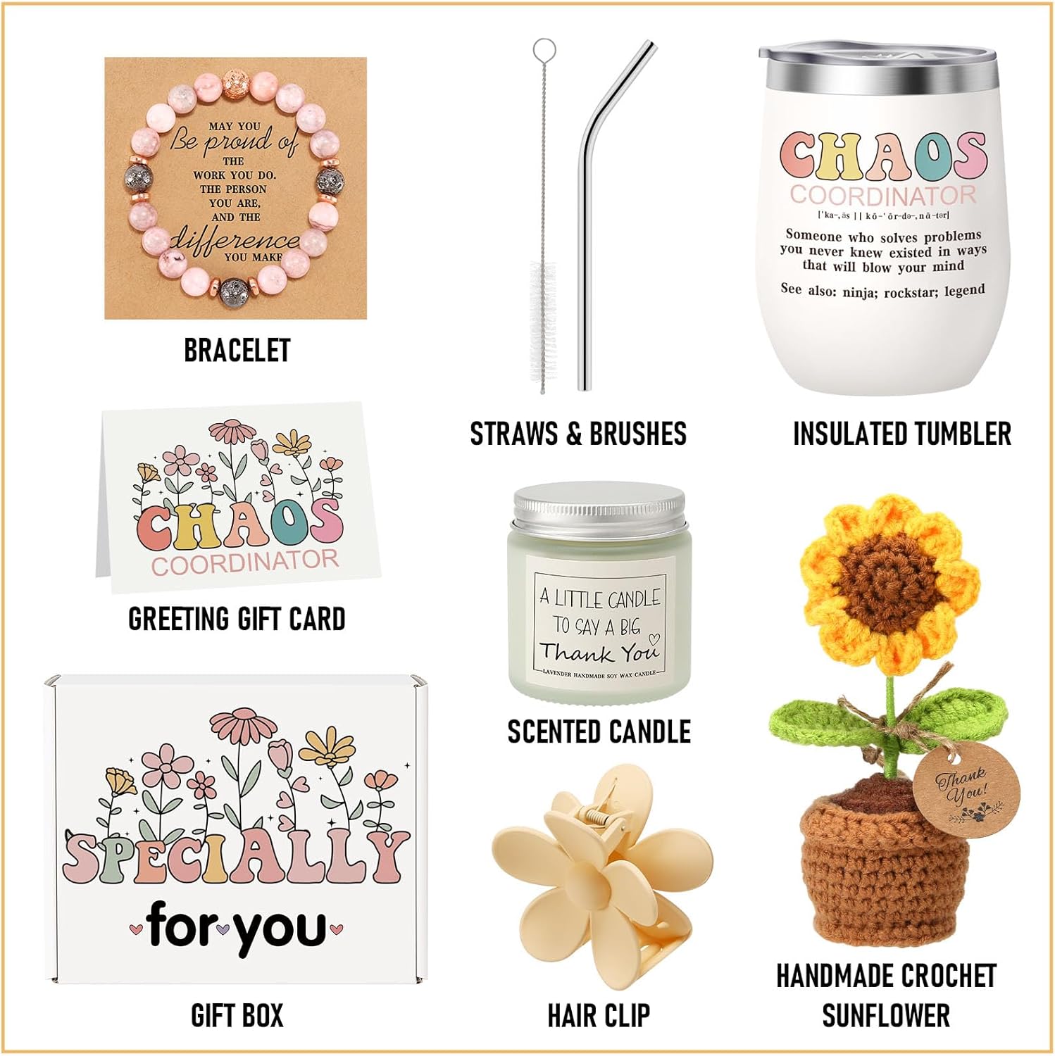 Chaos Coordinator Gifts for Women, Thank You Gifts for Women Coworkers, Boss Lady Gifts, Nurse Appreciation Gifts, Teacher Gifts, Employee Appreciation Gifts Basket with Tumbler, Candle, Sunflower - Image 2