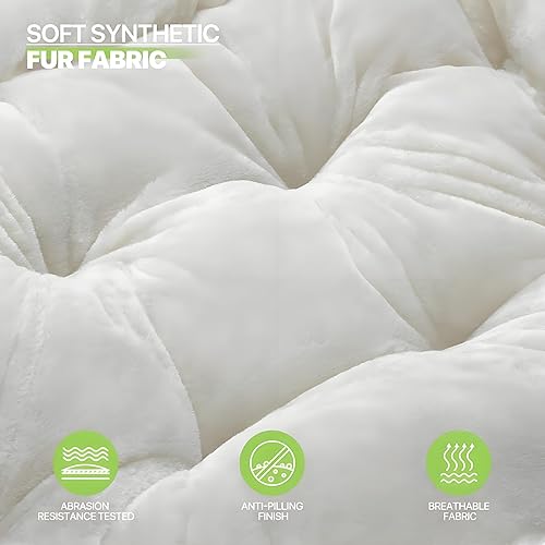 Miniatura 31 de Magshion Silla platillo plegable con otomana para adultos, cómodo asiento de lectura, asiento de piel sintética con marco de metal acolchado grueso