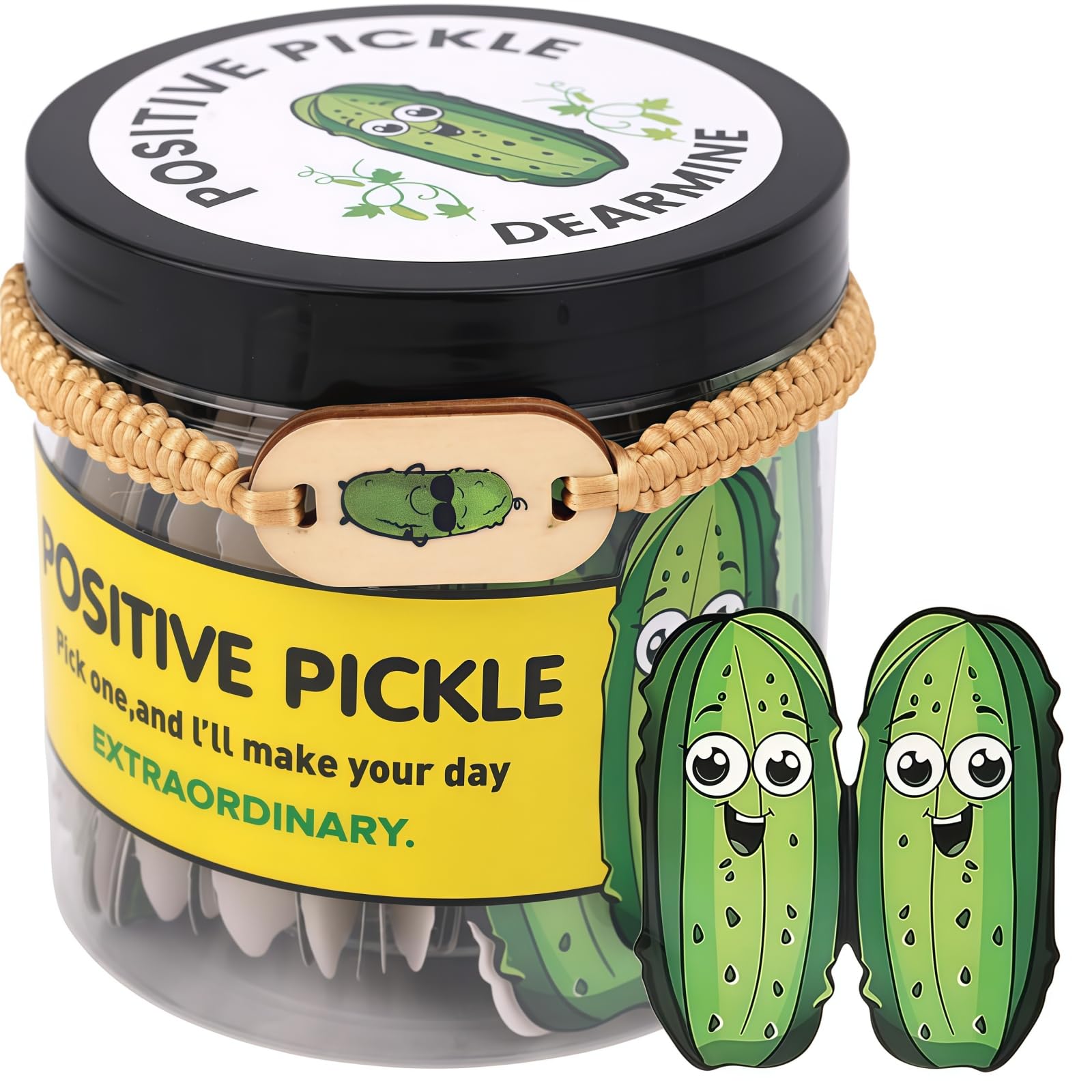 Positive Affirmation Cards Jar,Positive Pickle Emotional Gift,Mental Health Gifts,Memory Jar&Notes for Mental Health,Positive Message in a Bottle,Daily Affirmations,Funny Positive Message Gift