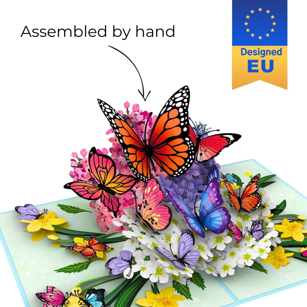 Hartensteler® Butterflies in Nature Pop Up Card - 3D Butterfly Card for Wife, Husband, Girlfriend, Mom, Dad, Mother, Father (Birthday Card, Get Well, Thank You, Anniversary) - Image 4