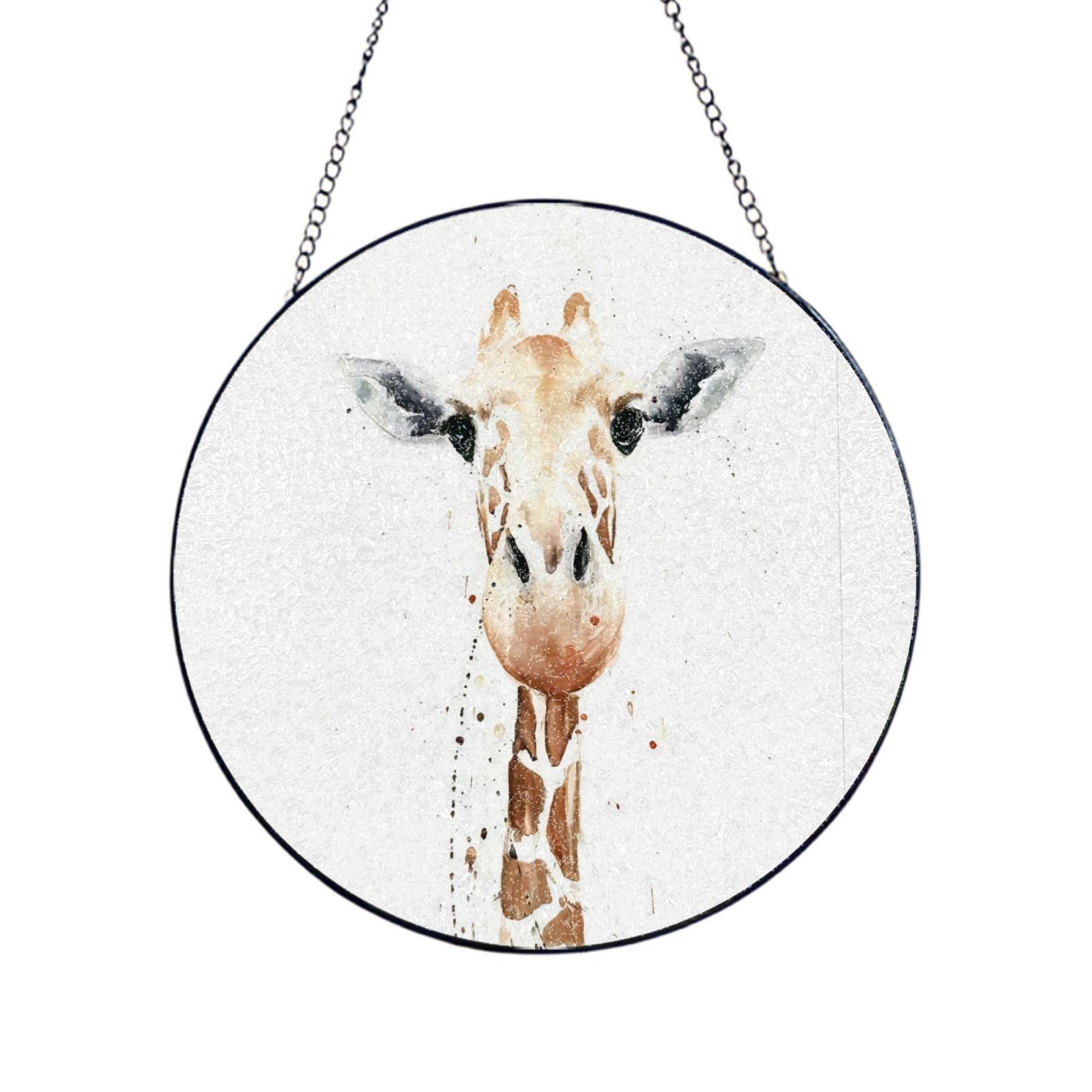Phayah Clever Giraffe Print Stained Glass Window Hanging Suncatcher For Door Terrace Garden Home Decor Sun Catcher Birthday Gifts For Lovers Dad Mom 8in（20cm）