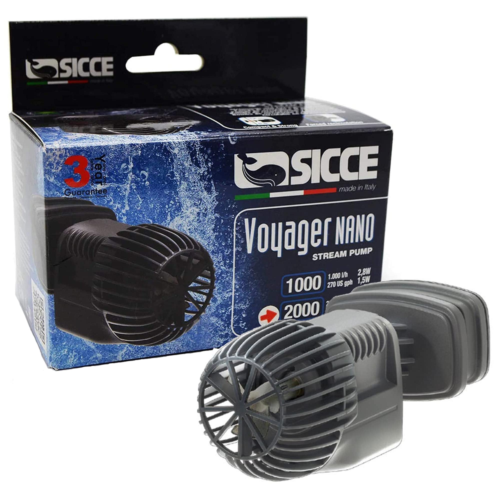 Sicce Vojager Nano - Bomba para acuarios, 2.000 l/h 3 W