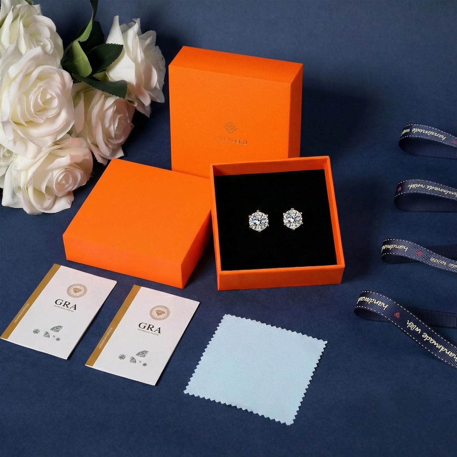 Moissanite Earrings Diamond Stud Earrings for Women Hypoallergenic Flat Back 18k Gold Plated S925 Sterling Silver Earrings for Men D Color VVS Clarity Lab-Grown Diamond - Image 2