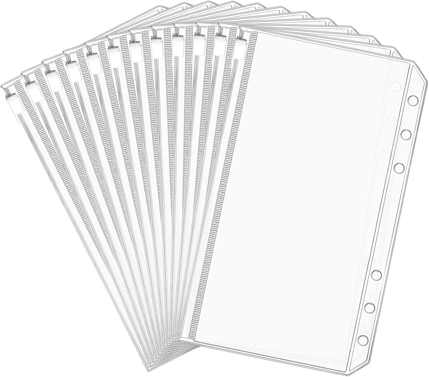 HABGP A6 Binder Pockets 6 Rings 12Pcs, Clear Cash Envelopes for Budgeting Binder