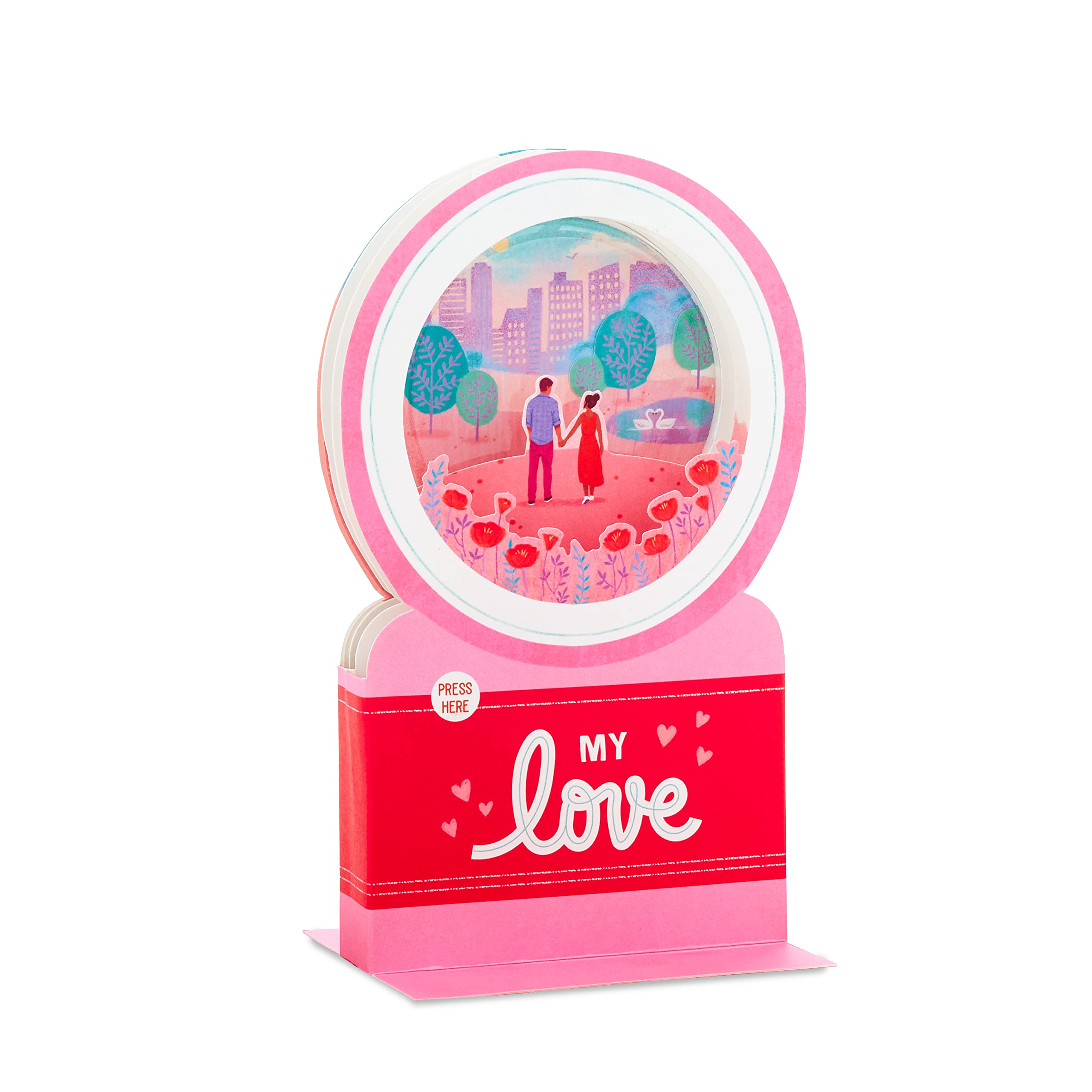 Allmark 25565248 - Biglietto di San Valentino pop up per lei, motivo bouquet musicale di meraviglia di carta, colore: rosa e verde