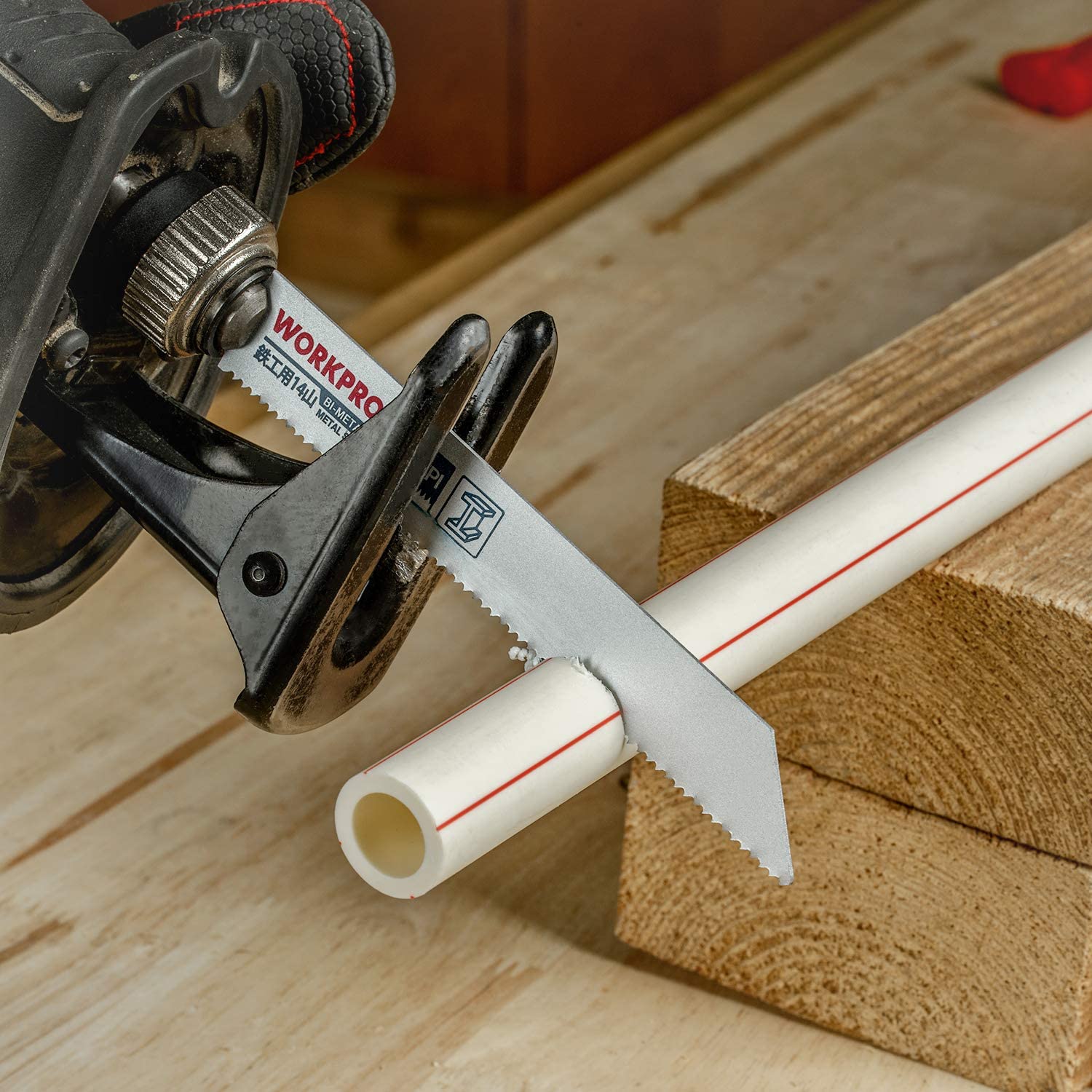 WORKPRO Hojas de Sierra Sable 10-piezas, Cuchillas para Madera y Metal, Accesorios de Sierra de Sable (150mm,230mm de largo ; 6/10/14/18 TPI), con Caja Plástica