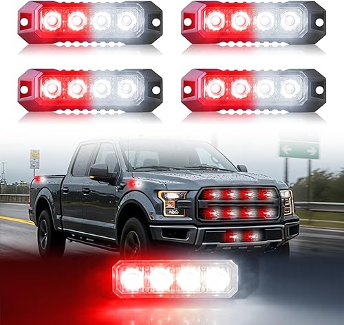 Luces estroboscópicas de montaje en superficie ultra delgadas de 4 LED para camiones, vehículos, mini parrilla, luz intermitente, cabeza de