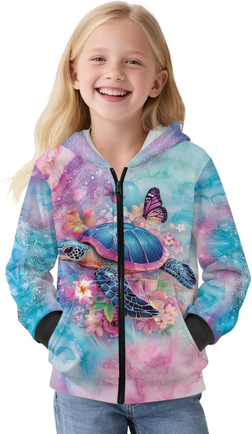 Girls Zip Up Sweatshirt Thick Hooded Jacket Oversized Hoodies for Girls 6-16 with Pockets Cute for Holiday