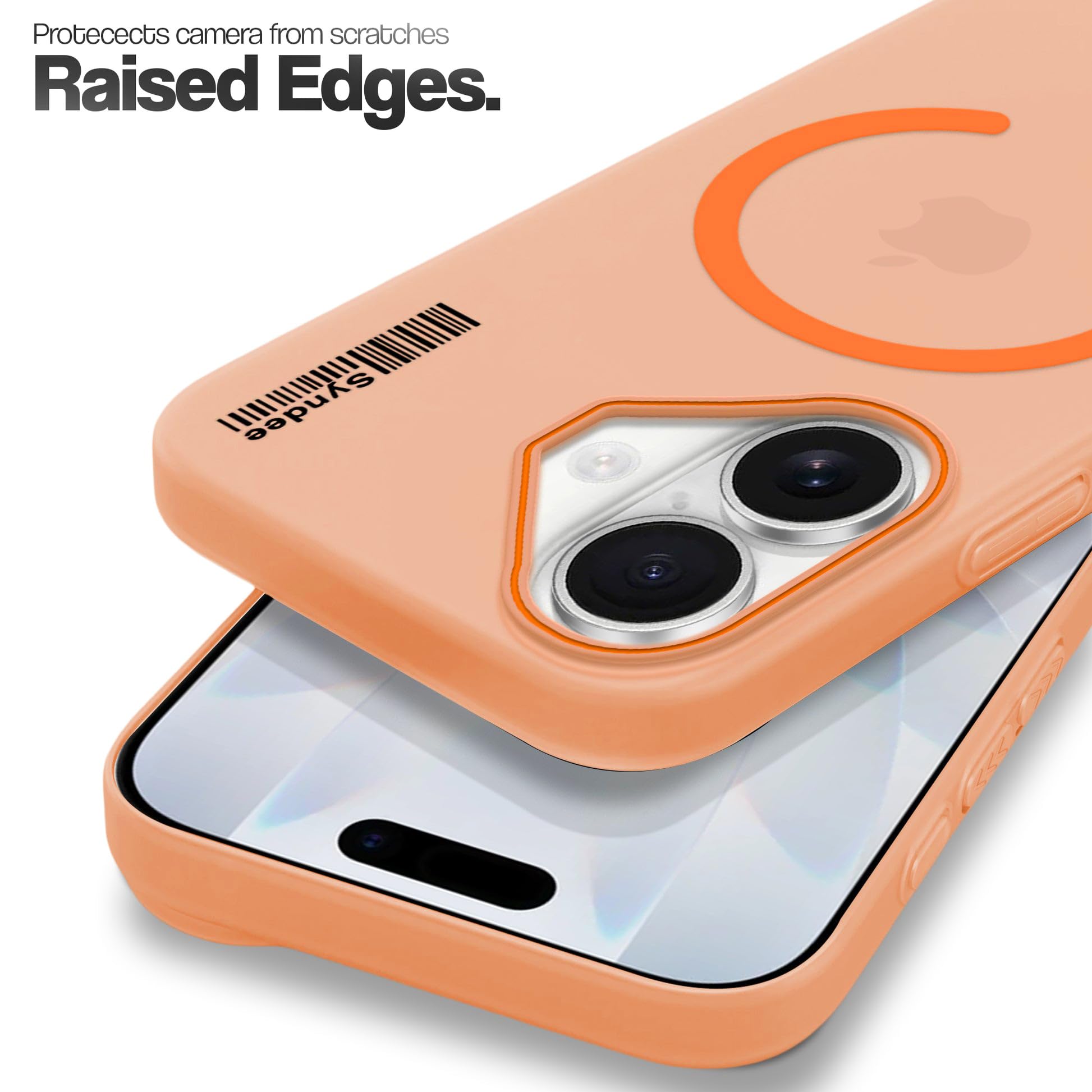 DL3 Mobilak Case Back Cover for iPhone 17, Sleek Frosted Translucent Back Only Compatible with Wireless Magnetic Accessories | Anti-Scratch Shockproof Phone Case (Orange)