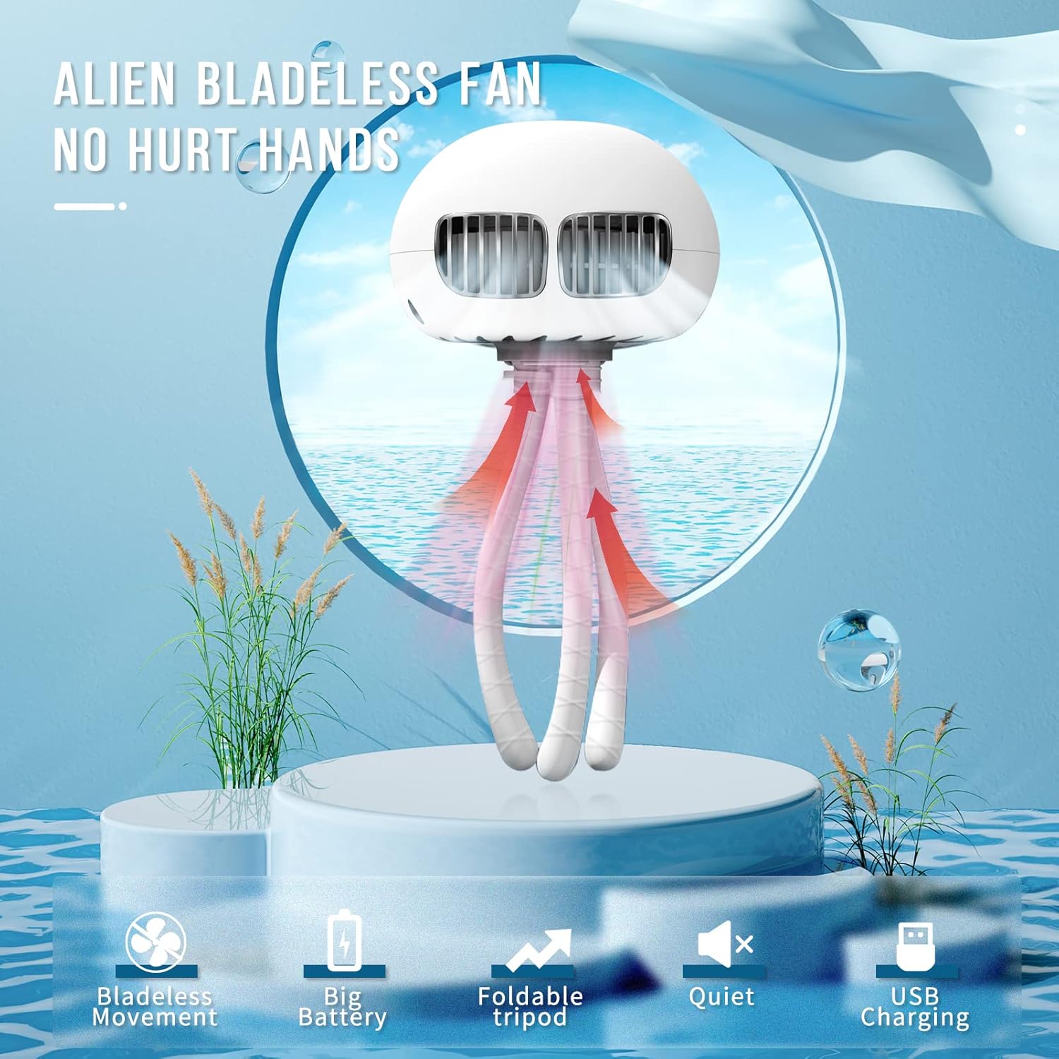 DGLK Stroller Fan, Portable Fan, 5200mAH Battery Powered Bladeless Small Fan, Like USB Mini Fan, Suitable for Stroller, Desk, Handheld, Suspended : Baby