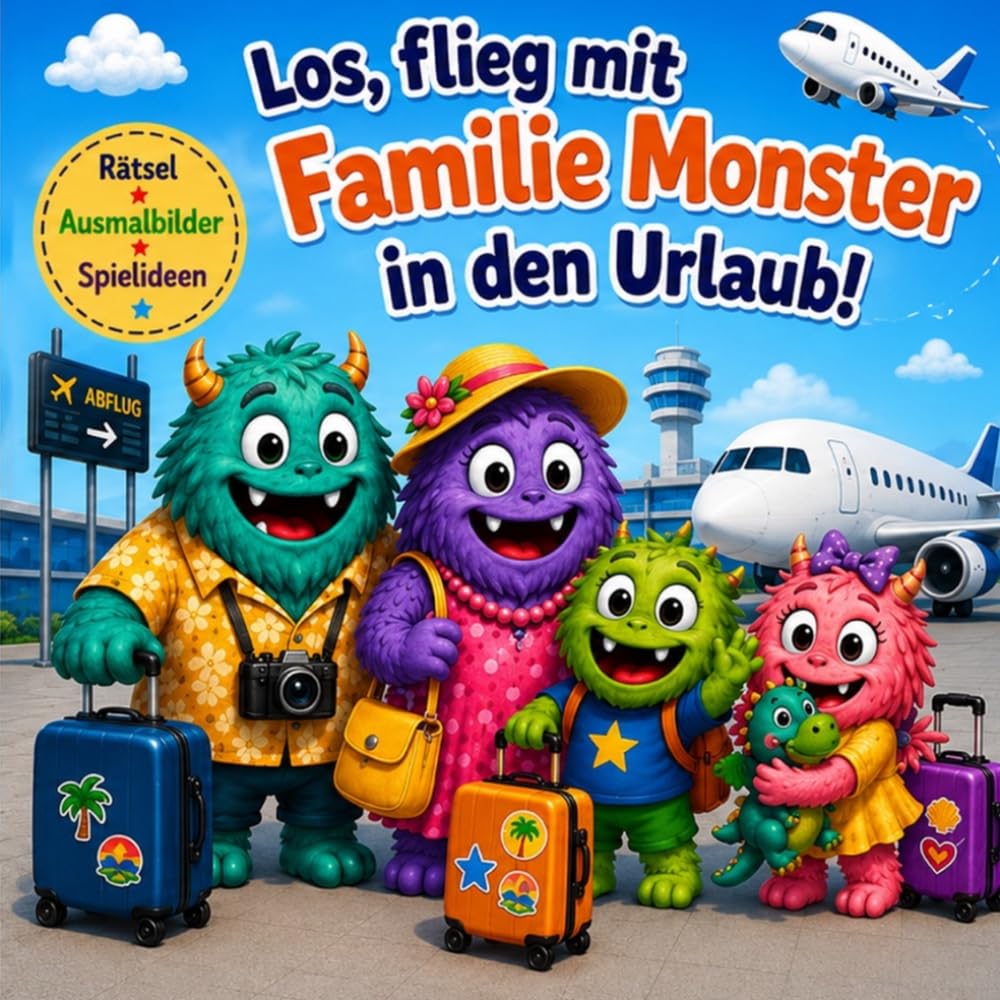 Los, flieg mit Familie Monster in den Urlaub!: Rätsel, Ausmalbilder, Spielideen