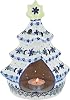 Blue Rose Polish Pottery - Luminaria de árbol de Navidad Celebración de Invierno Azul - 8" de alto - Portavelas de cerámica, regalo navideño único y decoración festiva 3