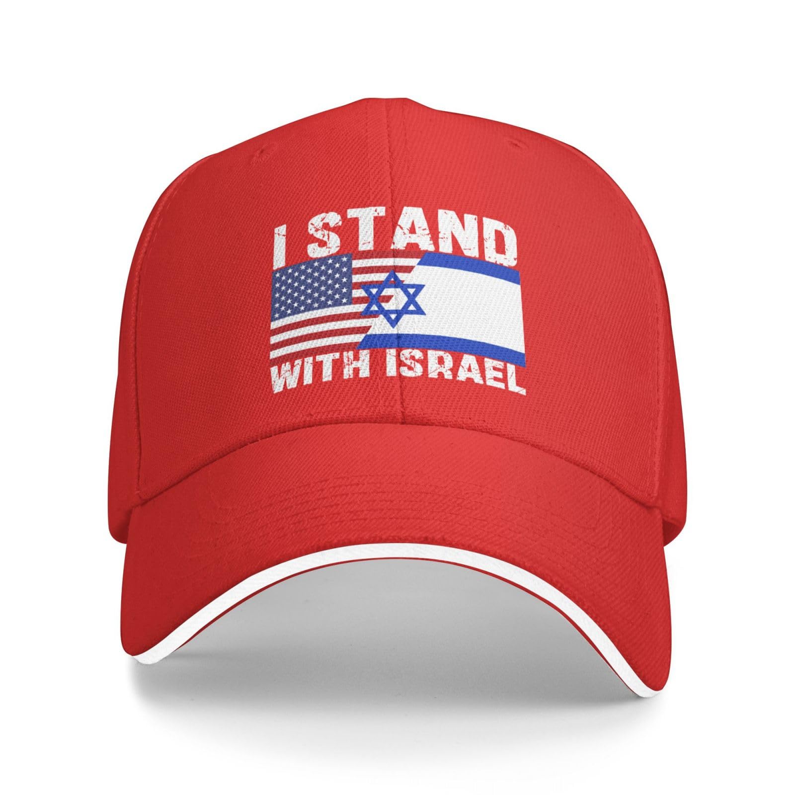 Oudrspo Unisex Red I Stand For Israel And America Flag Hat America Israel Flag Cap Free Israel Strong Pray For Israel Baseball Dad Cap