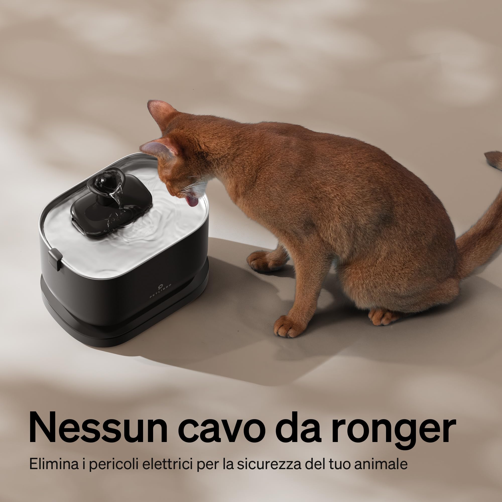 PETLIBRO Fontanella per Gatti Senza Fili con Sensore di Movimento, Dockstream 2,5L Fontana per Gatti a Batteria 5000 mAh, 23dB Ultra Silenziosa, Facile da Pulire, Fontanella Acciaio Inossidabile, Nero