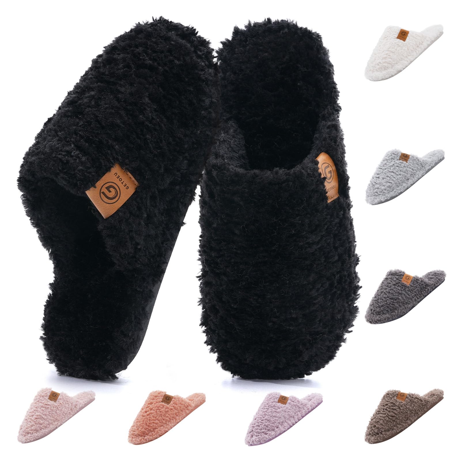 Slippers for Women Fuzzy House Slippers with Memory Foam Slip-on House Shoes Warm Cozy Cashmere Slipper Indoor Washable