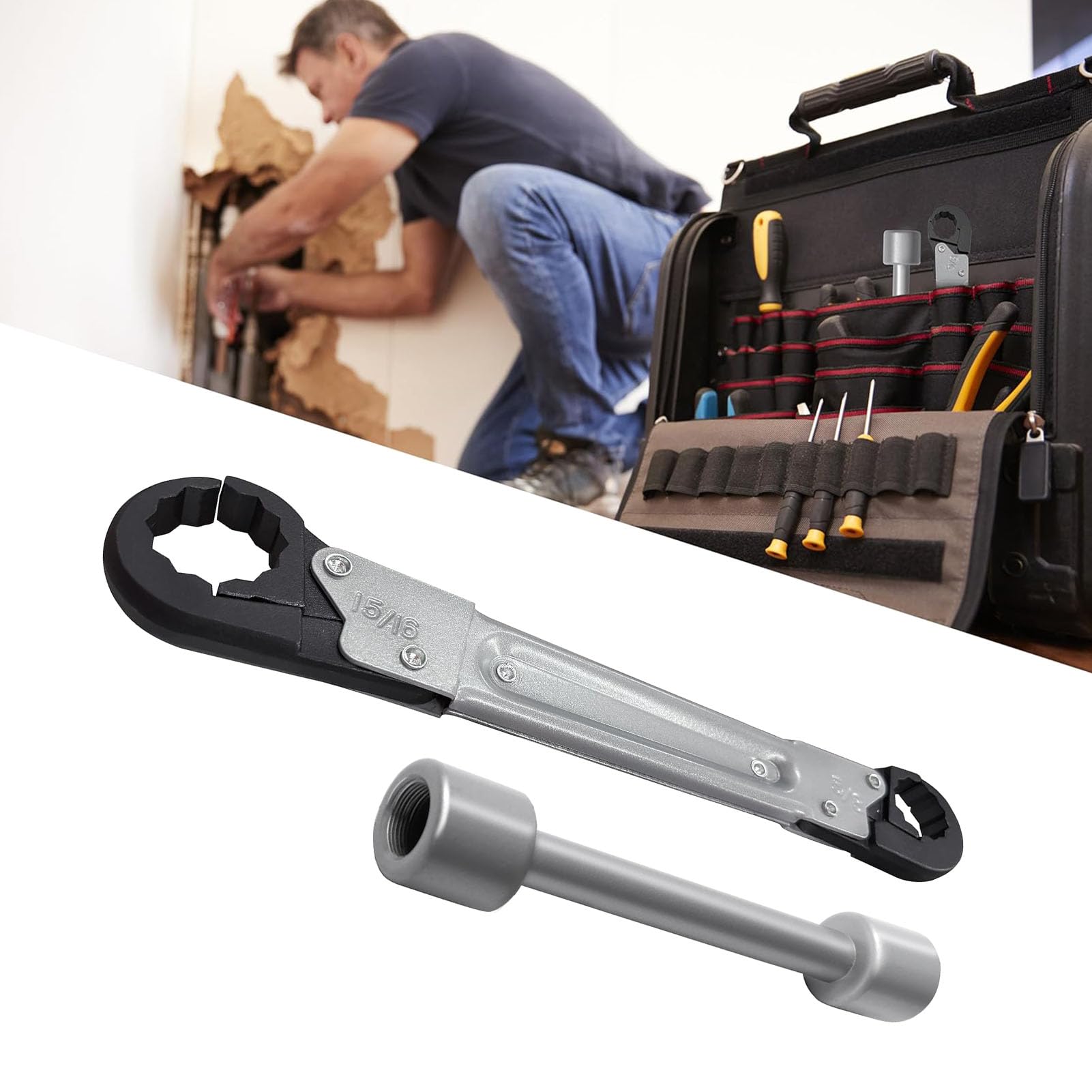 Pissente Plumbing Tools, Versatile Angle Wrench, Angle Wrench for Kitchen, Bathroom and Water Heater, Adjustable Wrench