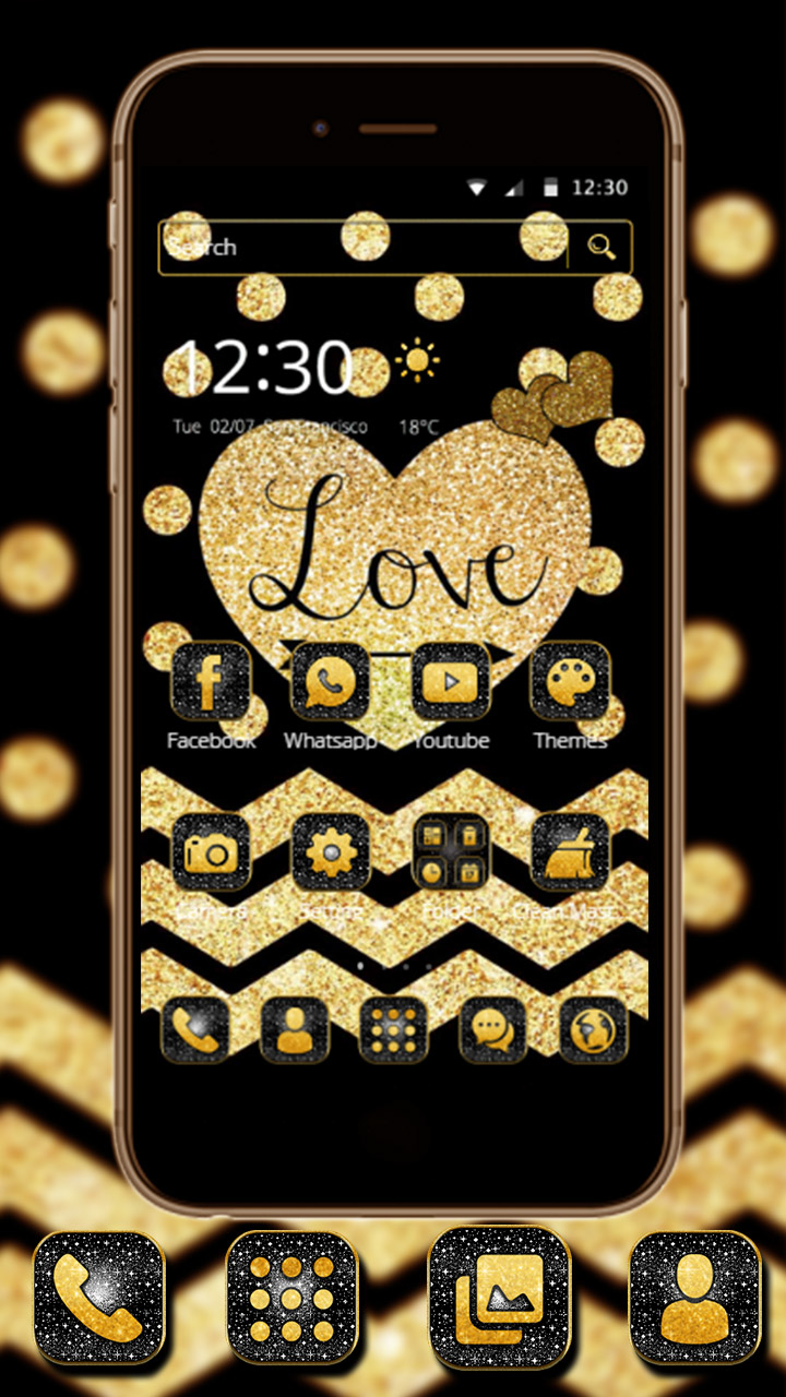 Gold Glitter Love 2D theme - App on Amazon Appstore