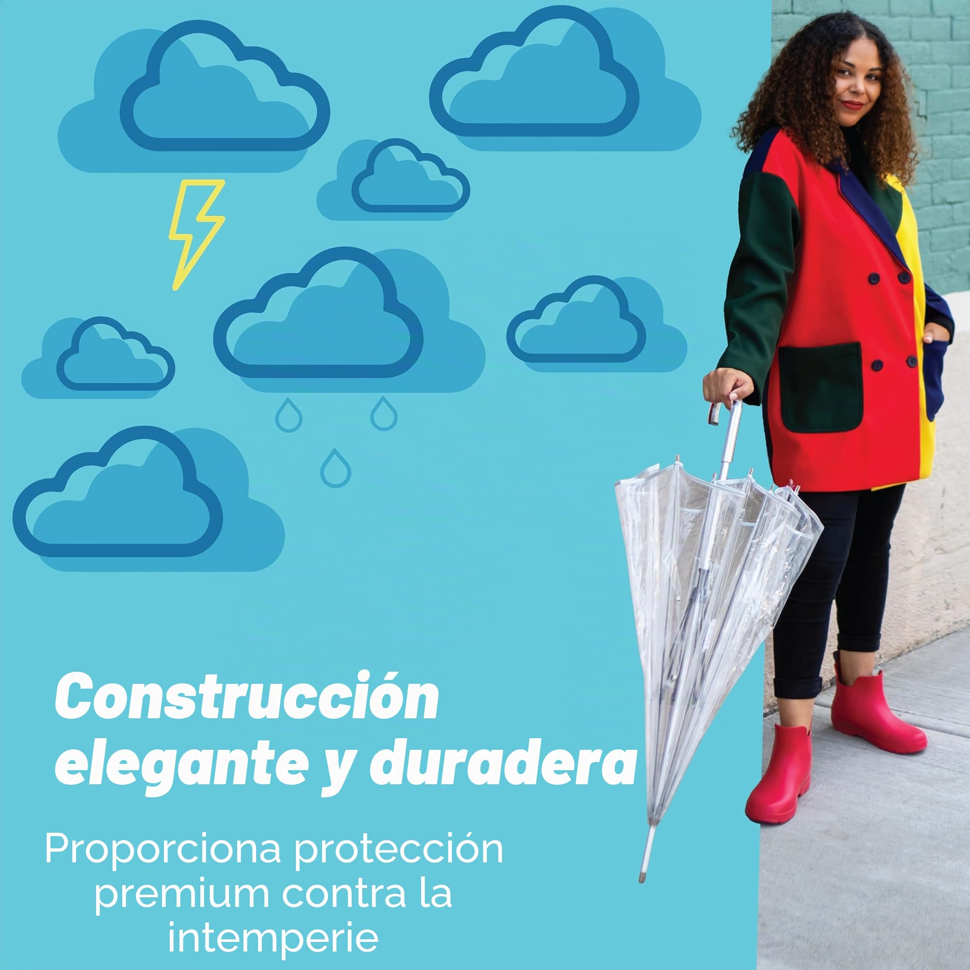 totes Paraguas para adultos, transparente, con techo abovedado, ligero, cortavientos y lluvia