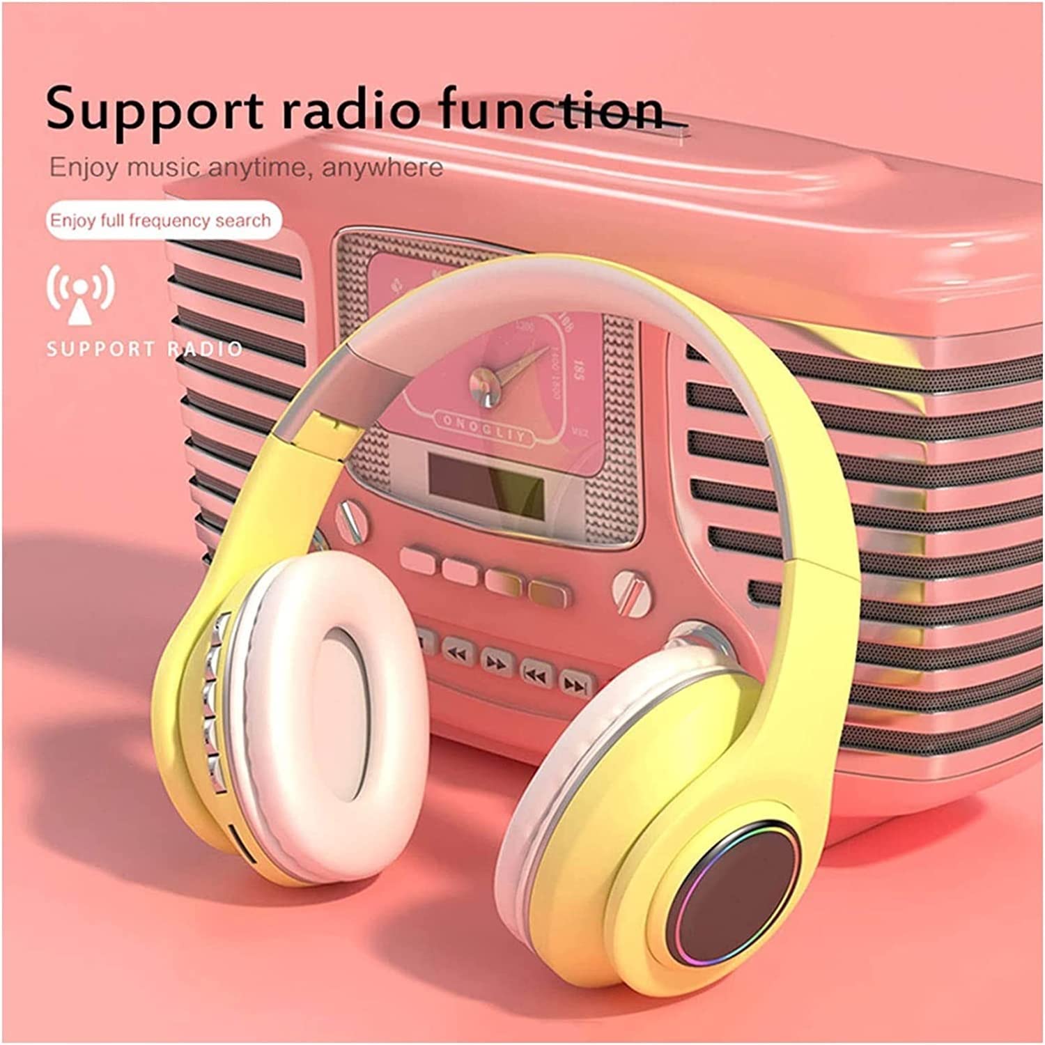 Auriculares for niños - Auriculares intrauditivos estéreo Plegables sin enredos de 3,5 mm for niños/Adolescentes/niños/niñas/Escuela/Viaje en avión/Tableta (Color : Yellow)