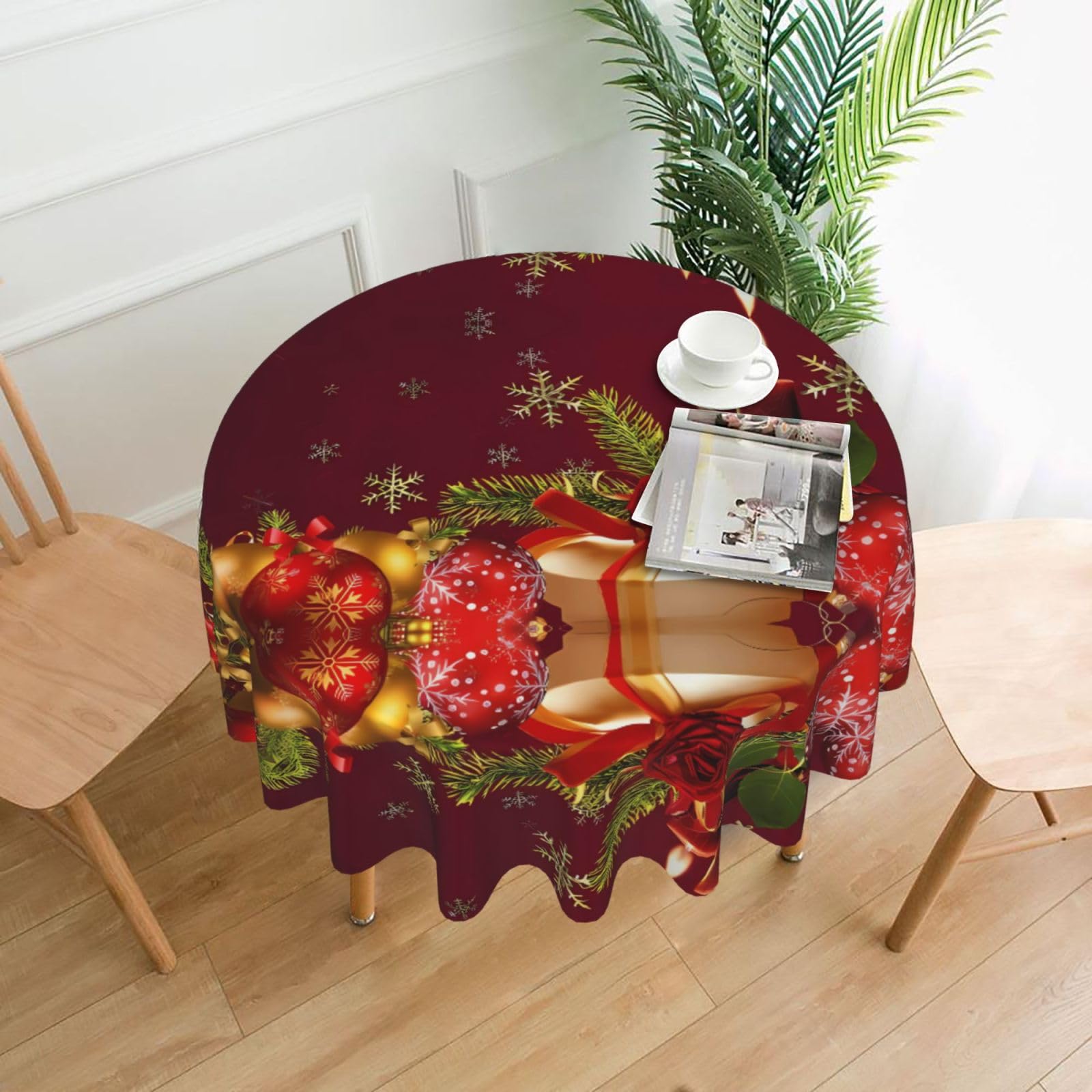WHJSSF Box Prints Round Decorative Tablecloth 60in - Elevate Your Dining Experience with a Stylish & Protective Table Throw