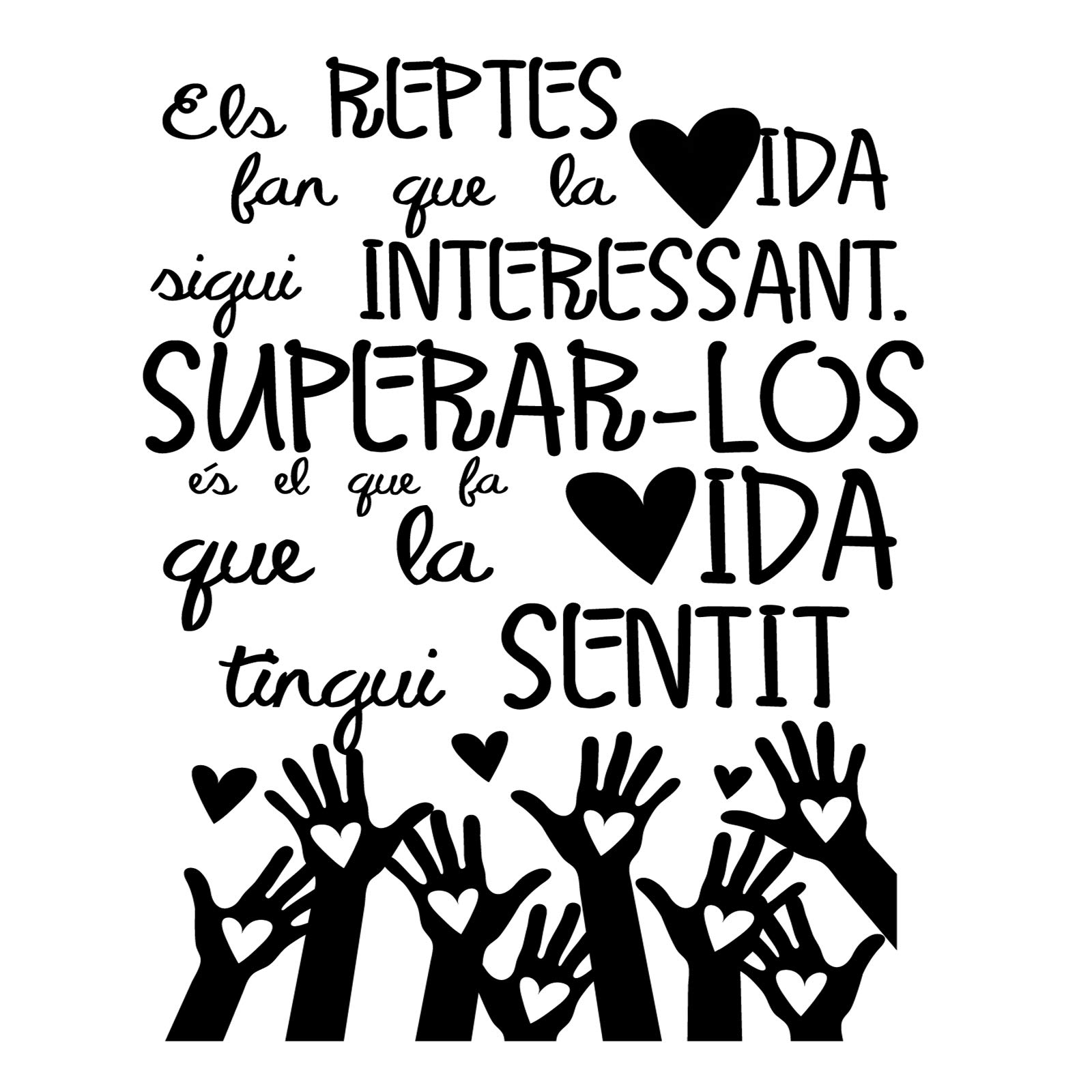 Vinilo de pared decorativo en Catalán "ELS REPTES FAN QUE.." Pegatinas de pared decorativa de frases celebres.Vinilo decorativo decoración hogar Docliick DC-148-CAT