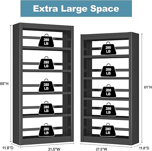 Miniatura 3 de Estantería resistente de 5 niveles, estantería ajustable, gran capacidad por estante, fundas modernas para sala de estar, oficina en casa, garaje,